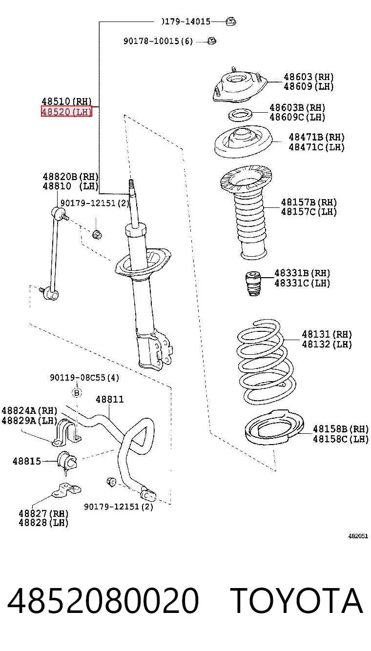 4852080020 Toyota Ліва передня стійка