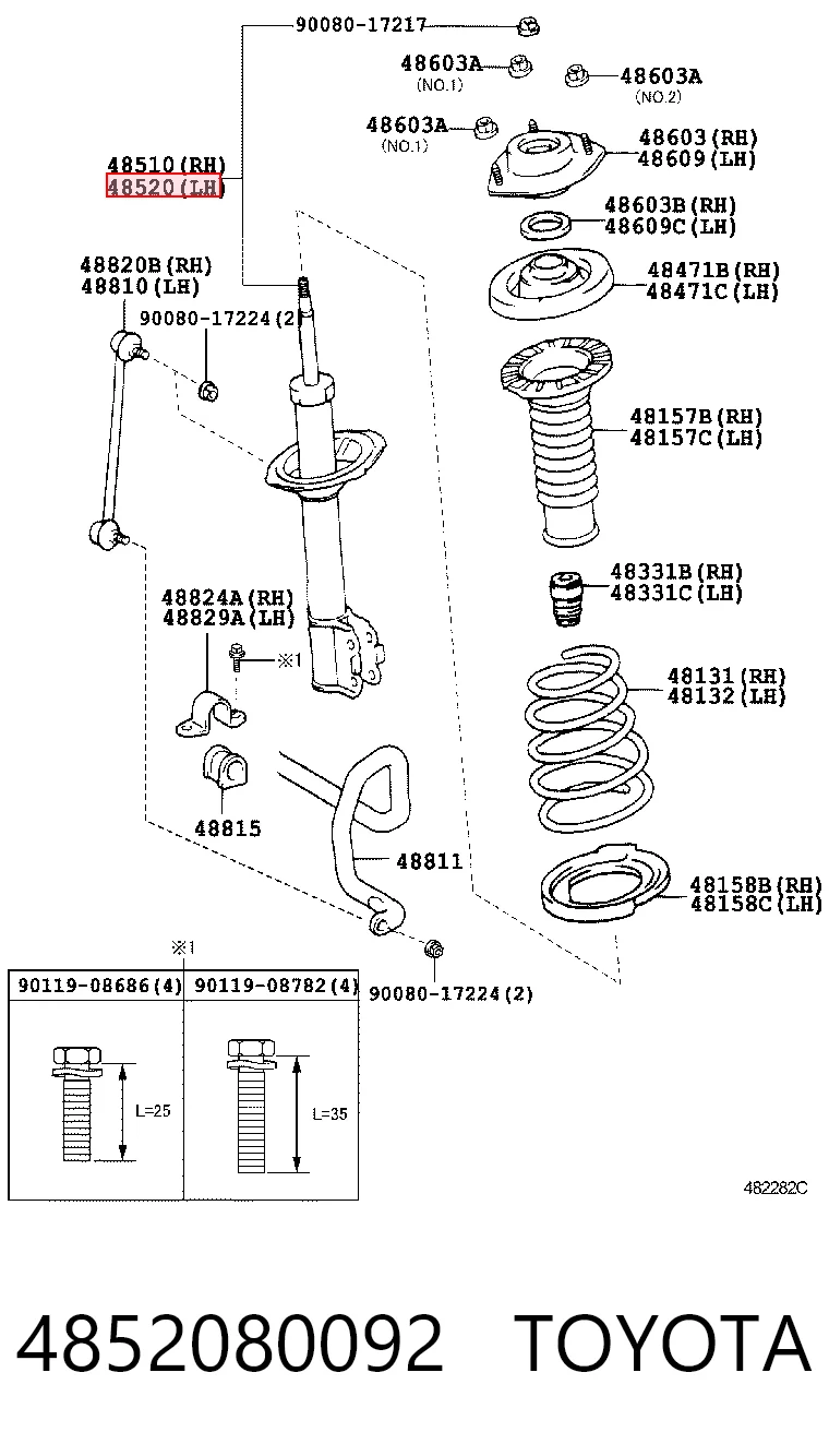 4852080092 Toyota Ліва передня стійка