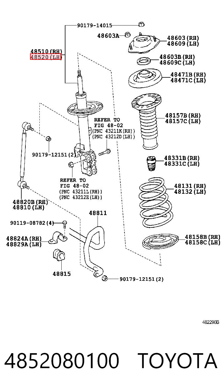 4852080100 Toyota Ліва передня стійка