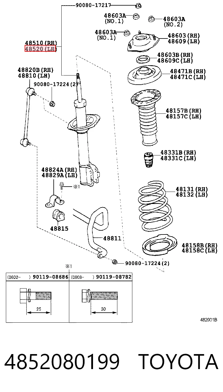 4852080199 Toyota Ліва передня стійка