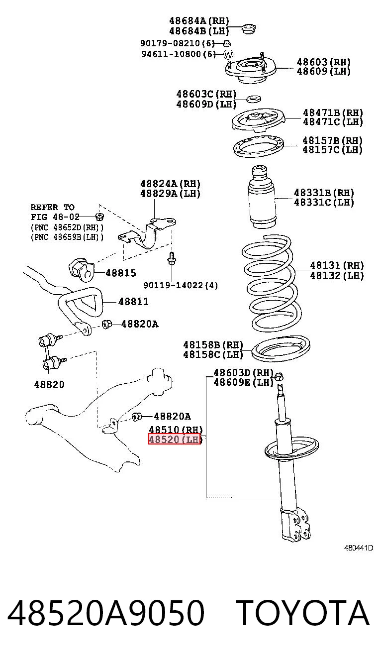 48520A9050 Toyota Ліва передня стійка