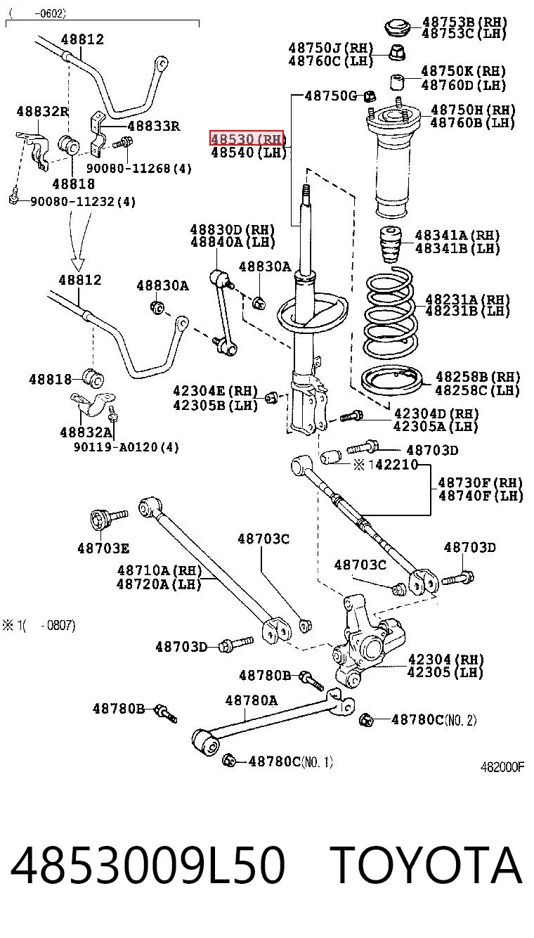 4853009L50 Toyota Амортизатор задній, правий