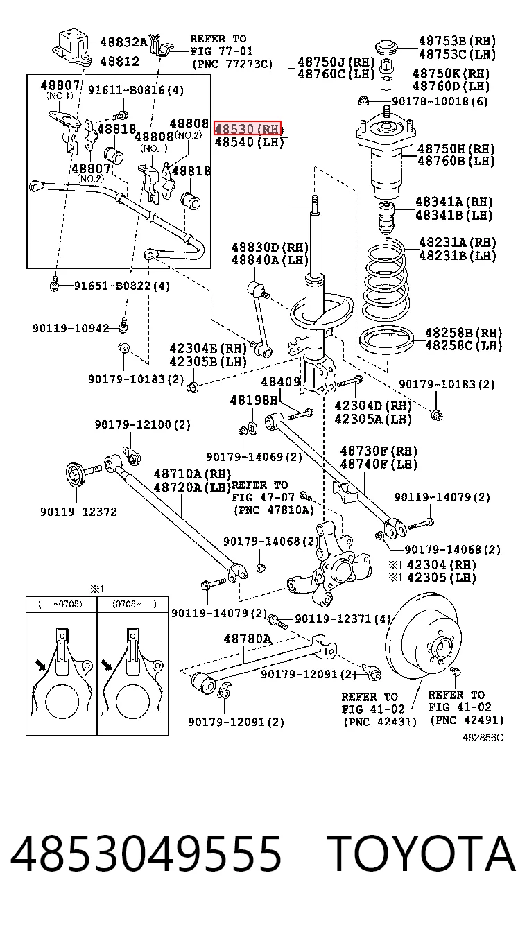 4853049555 Toyota Амортизатор задній, правий