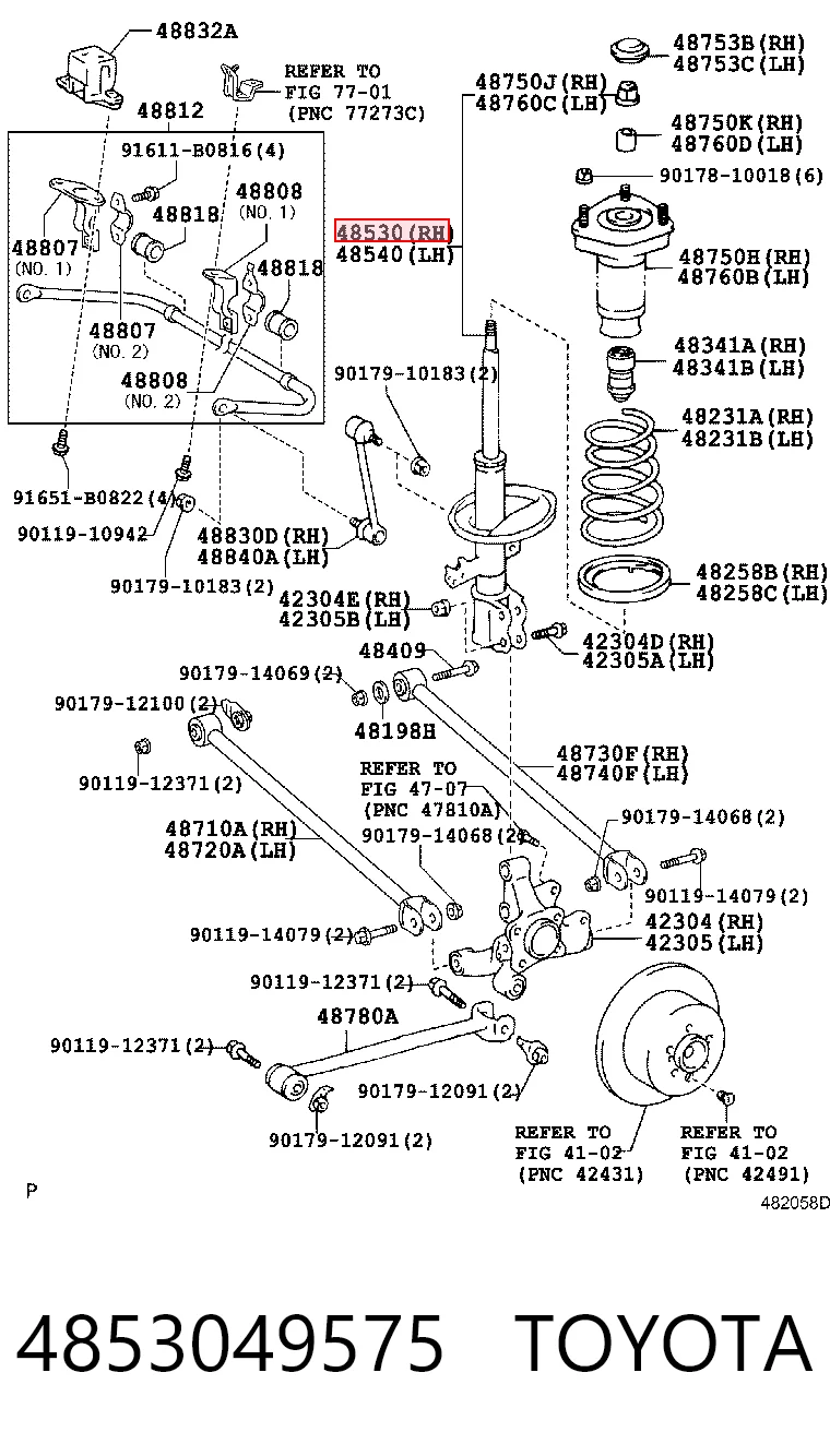 4853049575 Toyota Амортизатор задній, правий