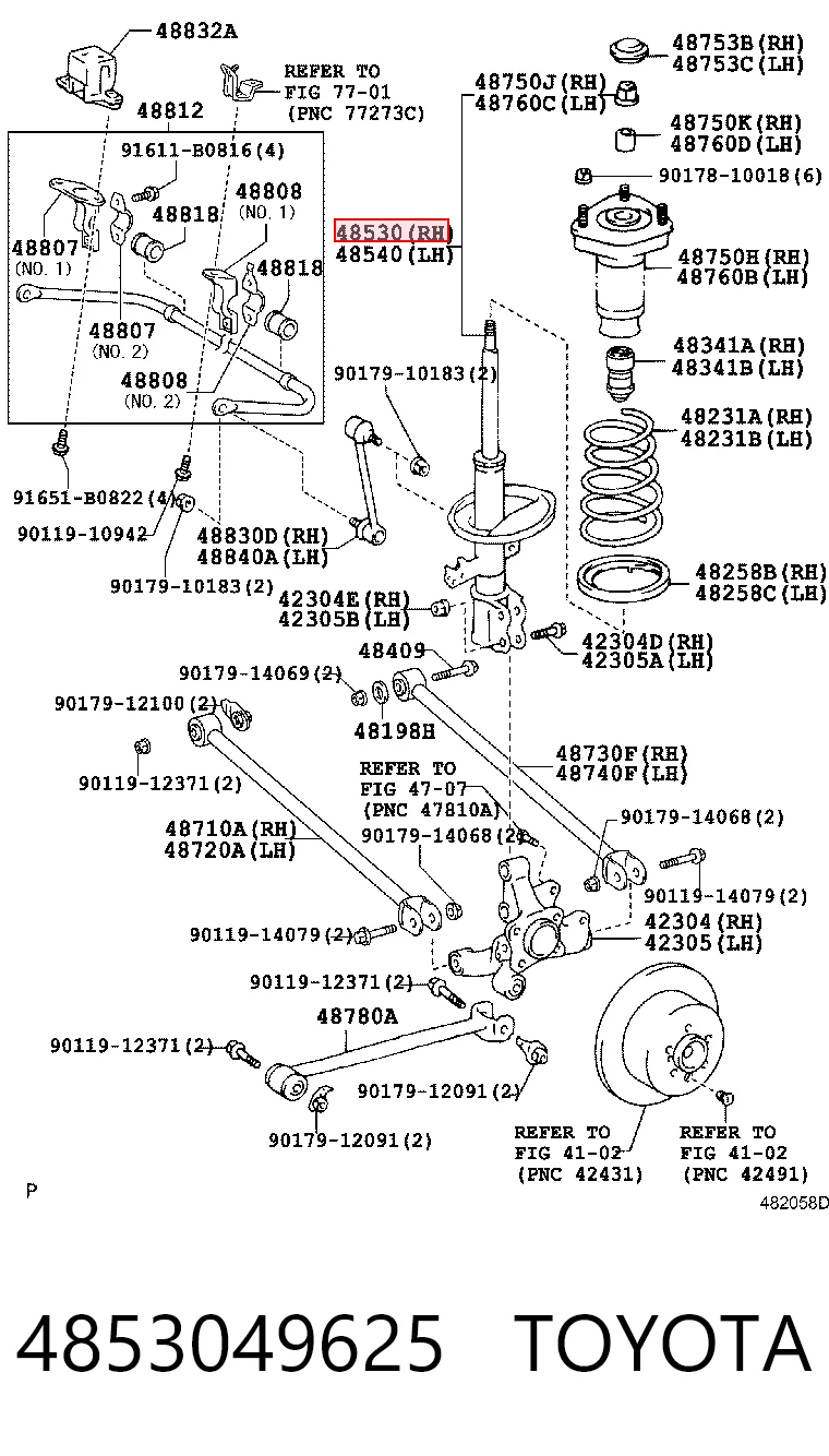 4853049625 Toyota Амортизатор задній, правий