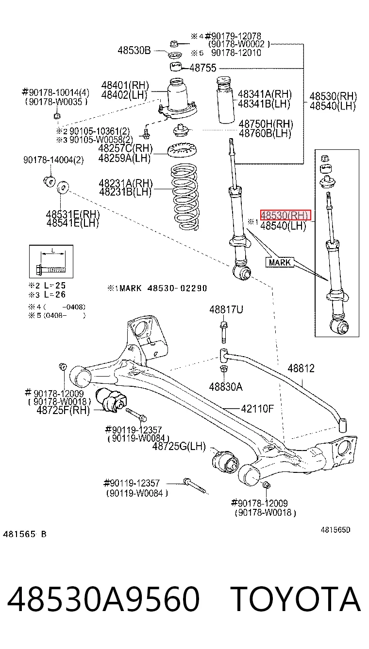 48530A9560 Toyota Амортизатор задній, правий