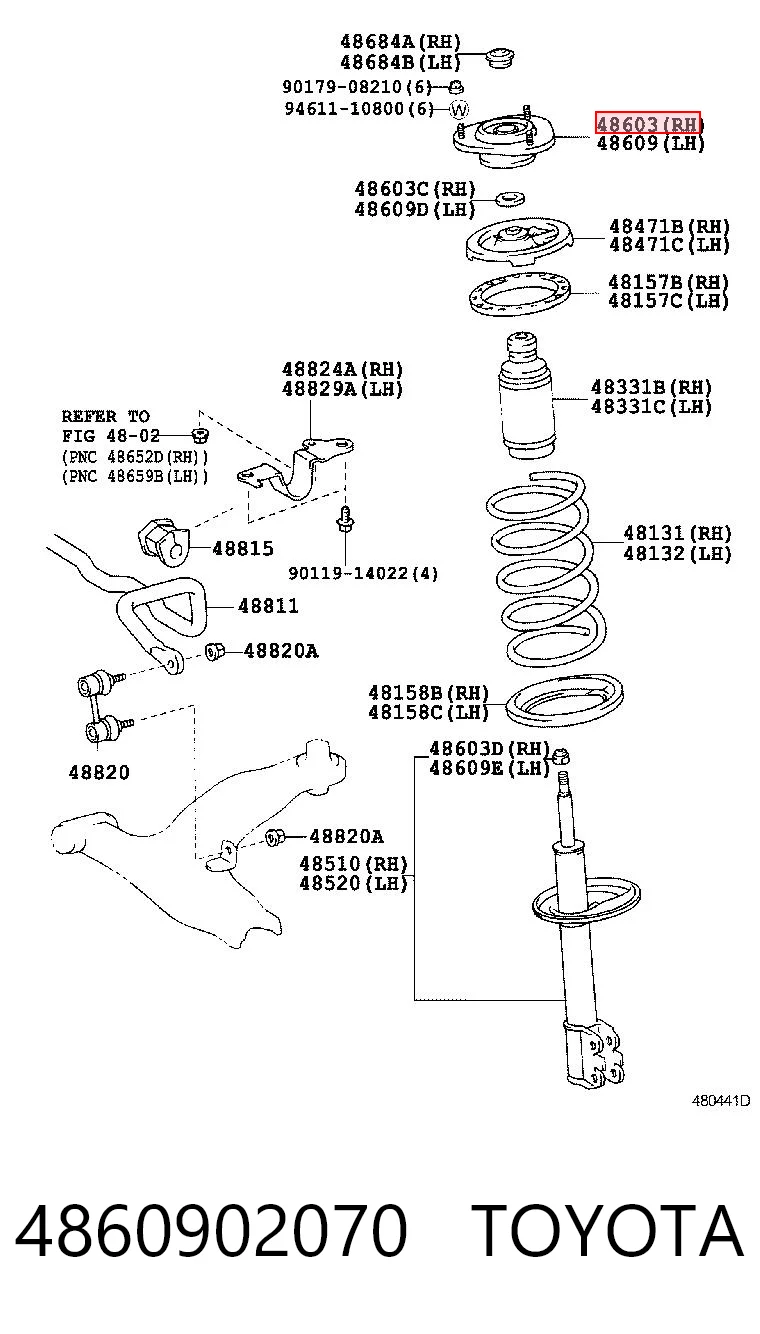 4860902070 Toyota Кріплення переднього амортизатора