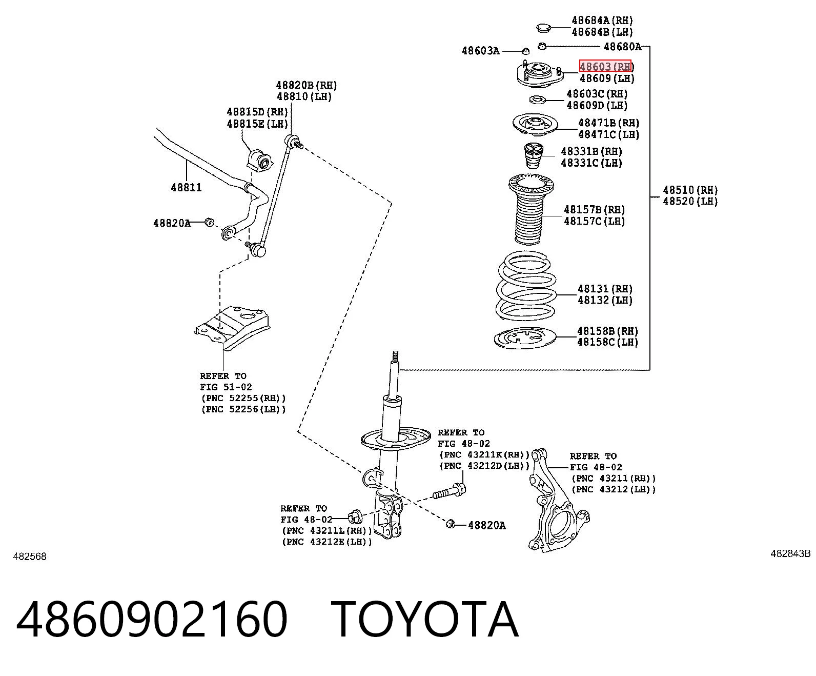 4860902160 Toyota Кріплення переднього амортизатора