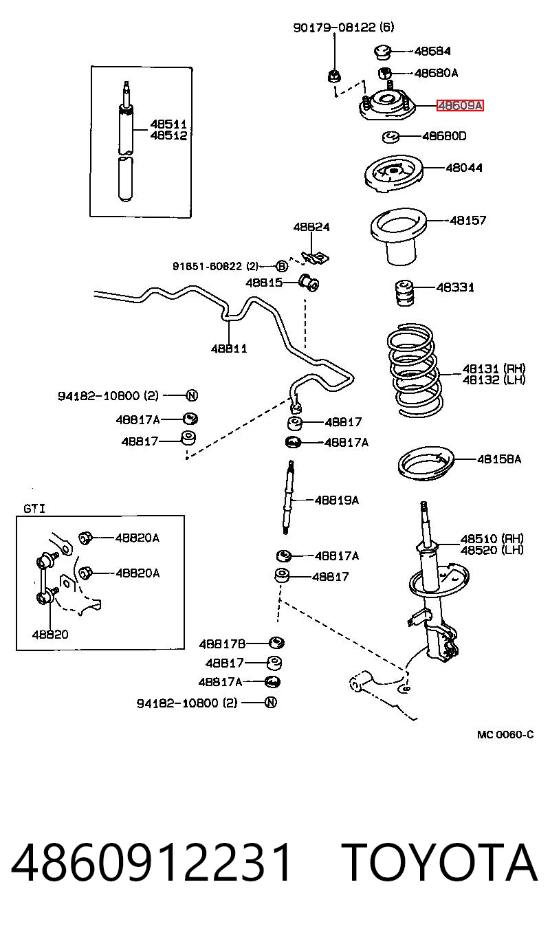4860912231 Toyota Кріплення переднього амортизатора