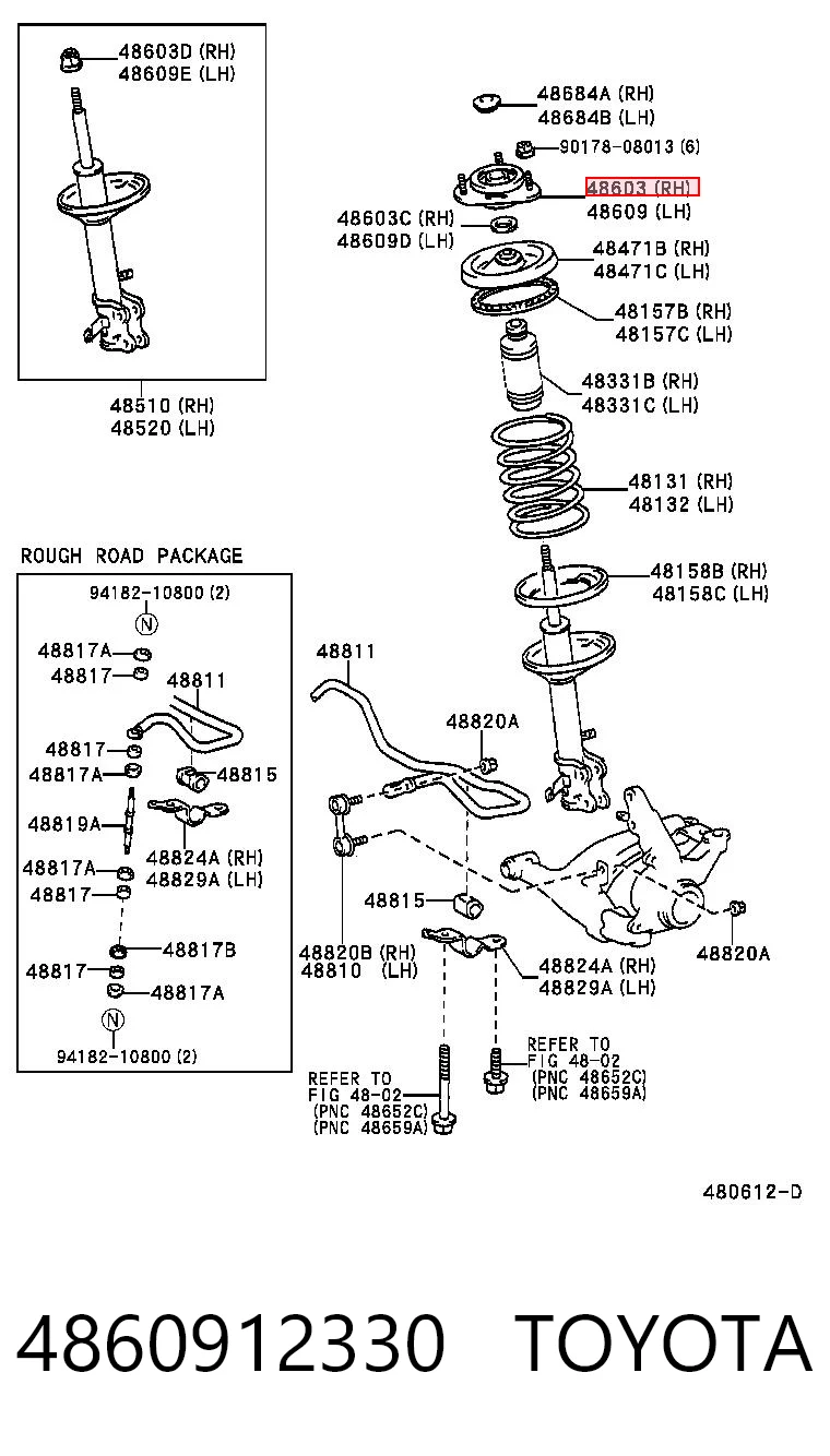 4860912330 Toyota Кріплення переднього амортизатора