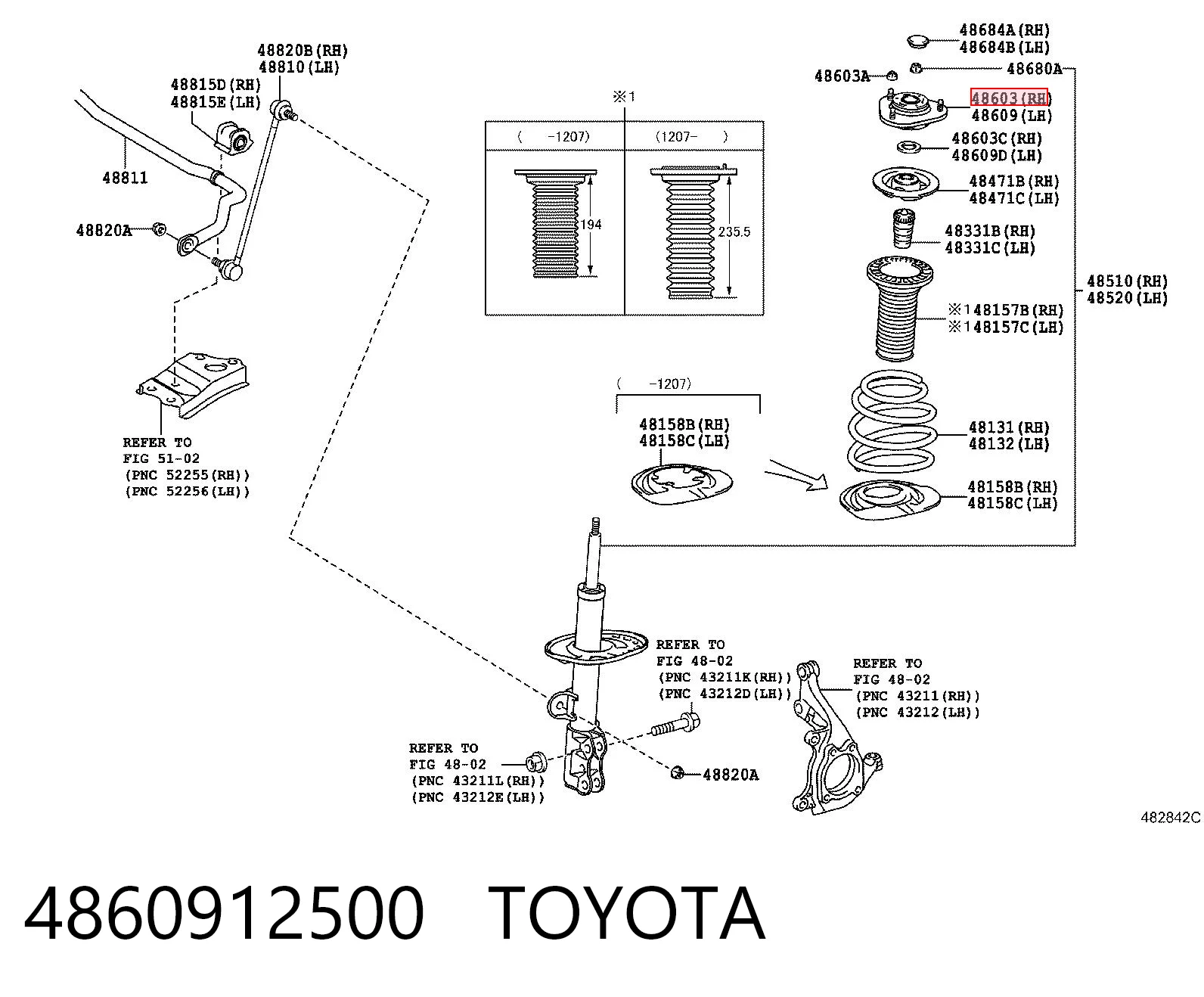 4860912500 Toyota Кріплення переднього амортизатора