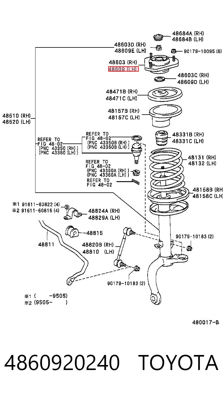 4860920240 Toyota Кріплення переднього амортизатора
