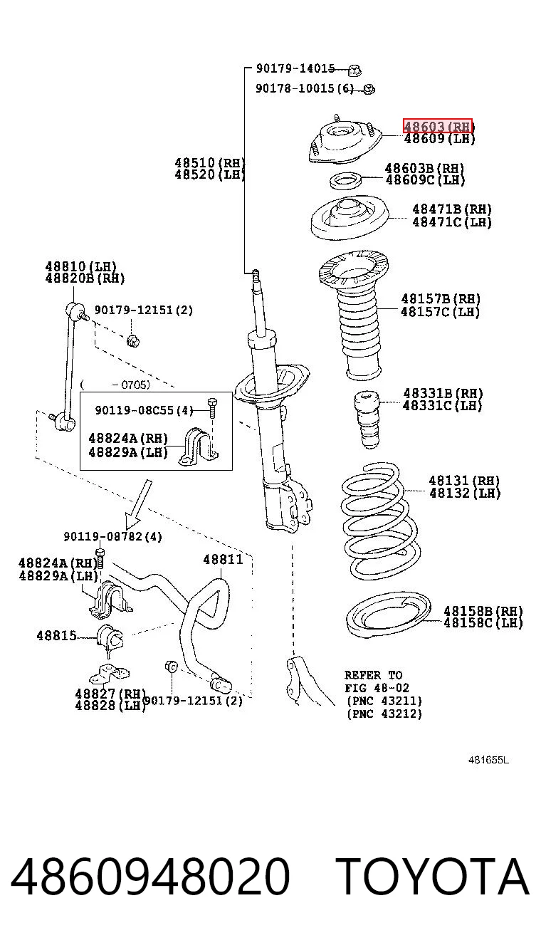 4860948020 Toyota Кріплення переднього амортизатора