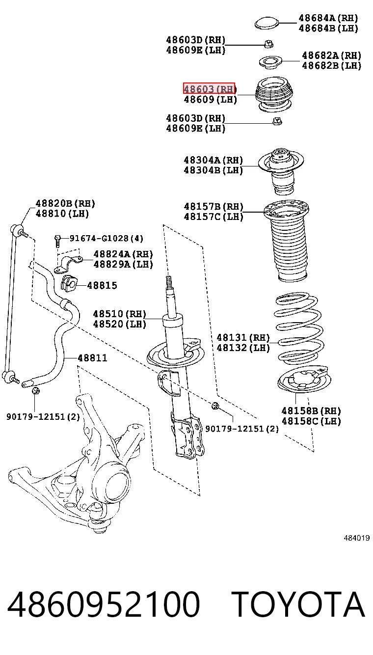 4860952100 Toyota Кріплення переднього амортизатора