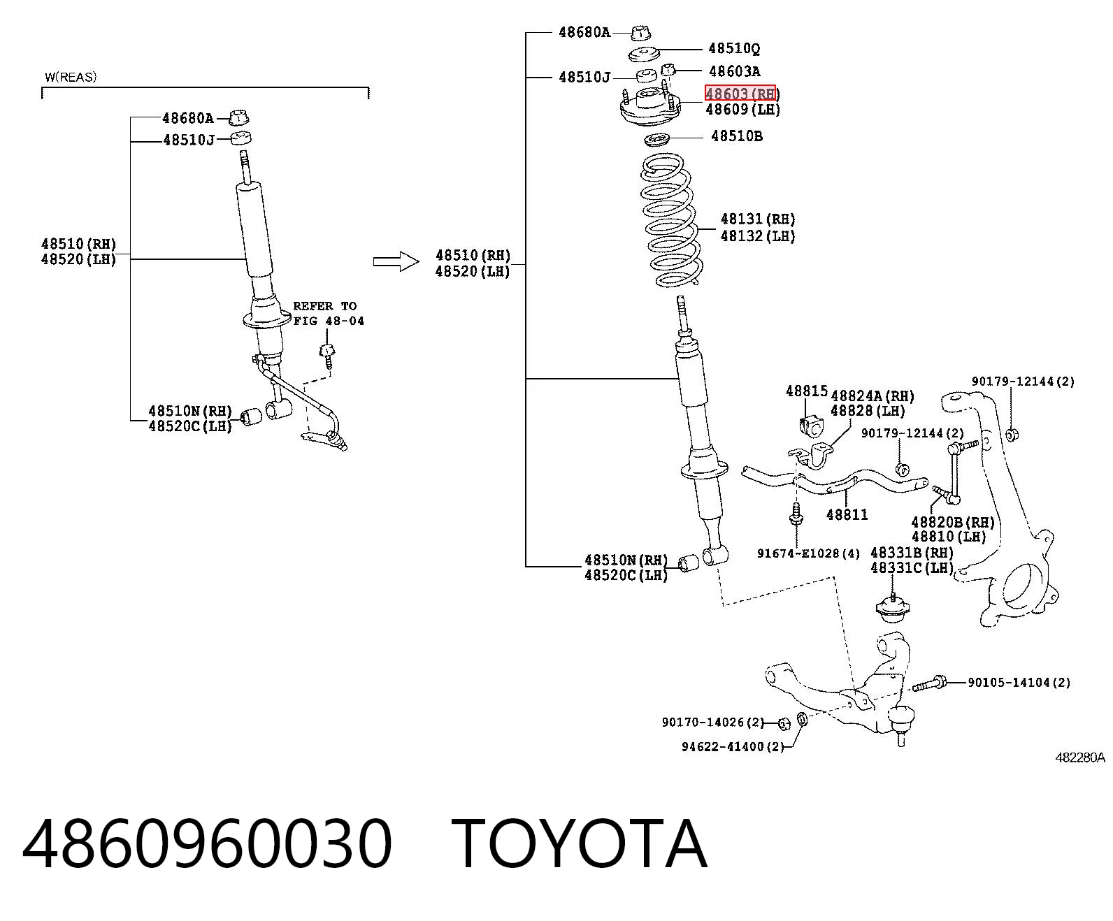 4860960030 Toyota Кріплення переднього амортизатора