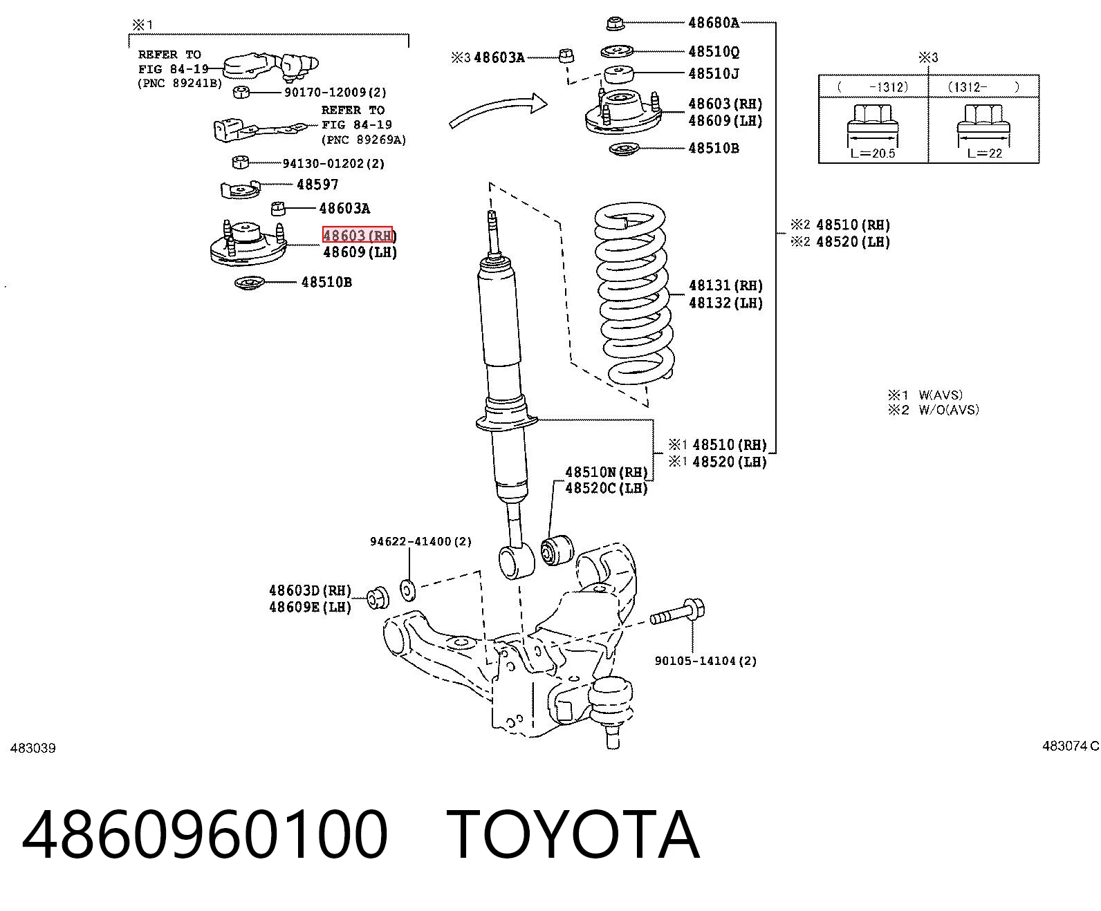 4860960100 Toyota Кріплення переднього амортизатора