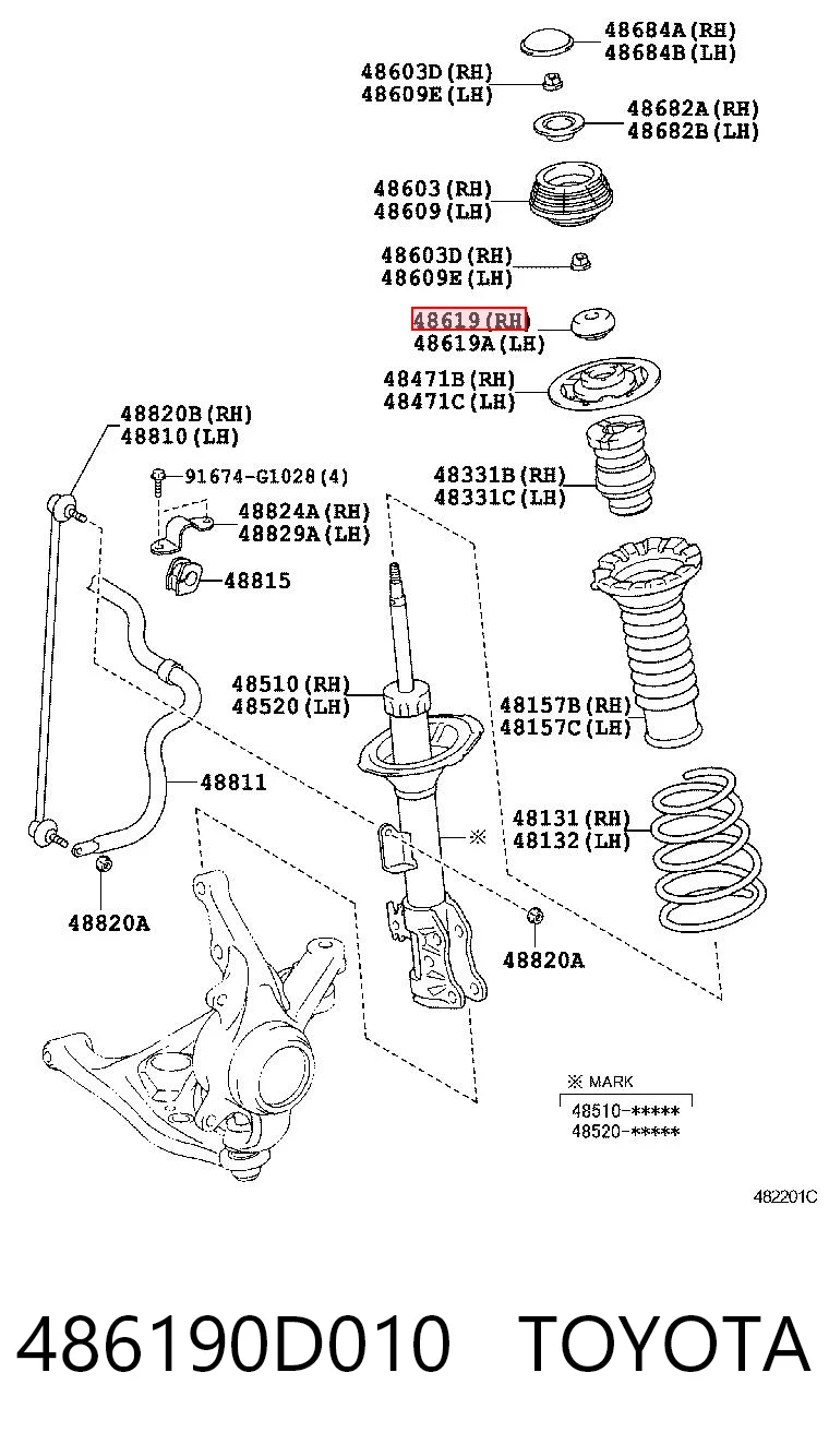 486190D010 Toyota Підшипник опори амортизатора