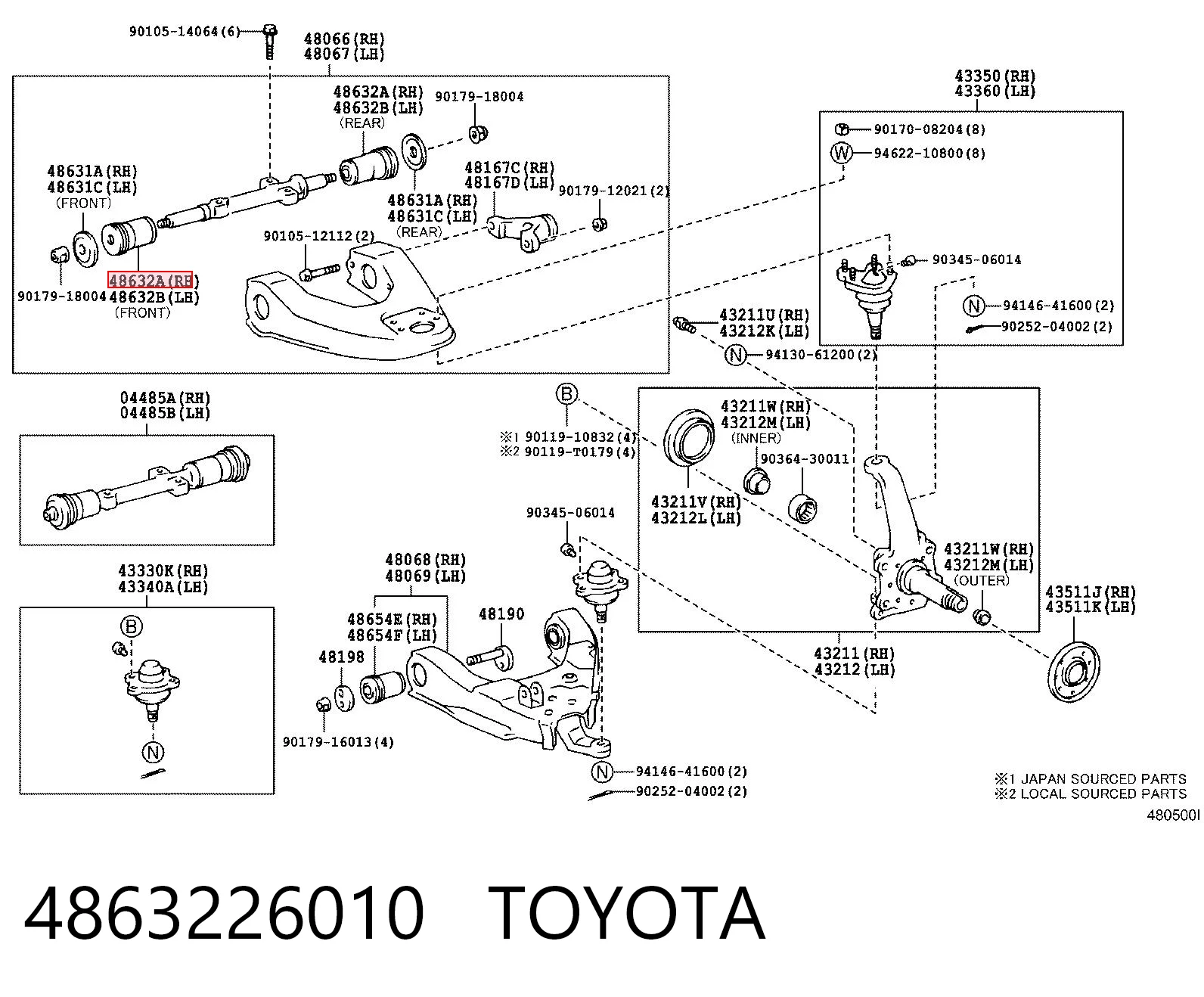 4863226010 Toyota Сайлентблок переднього верхнього важеля