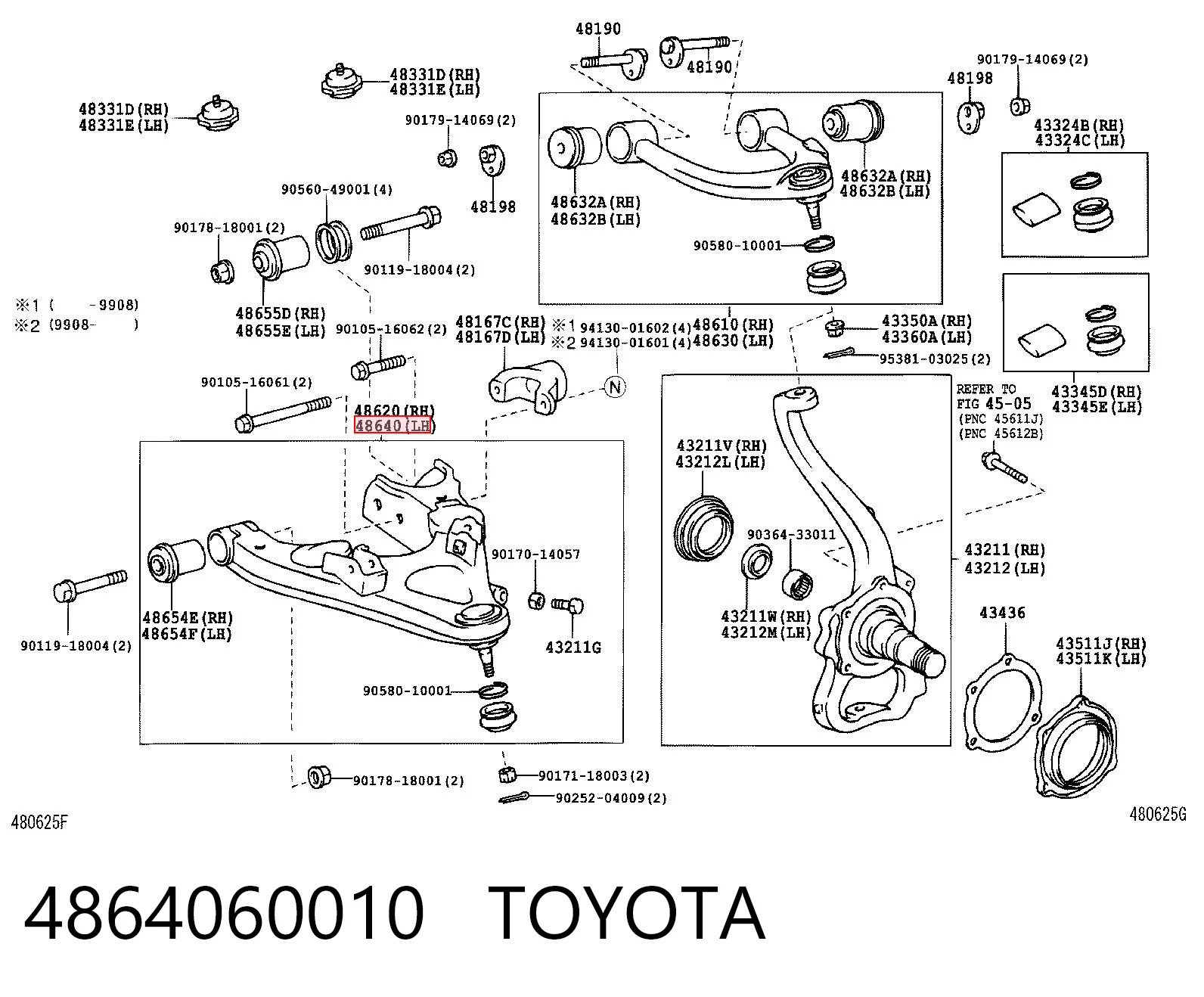 4864060010 Toyota Поперечний важіль