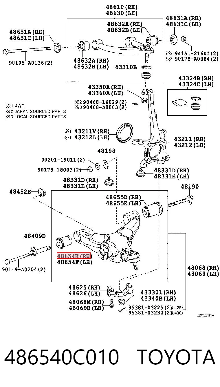 486540C010 Toyota Сайлентблок переднього нижнього важеля