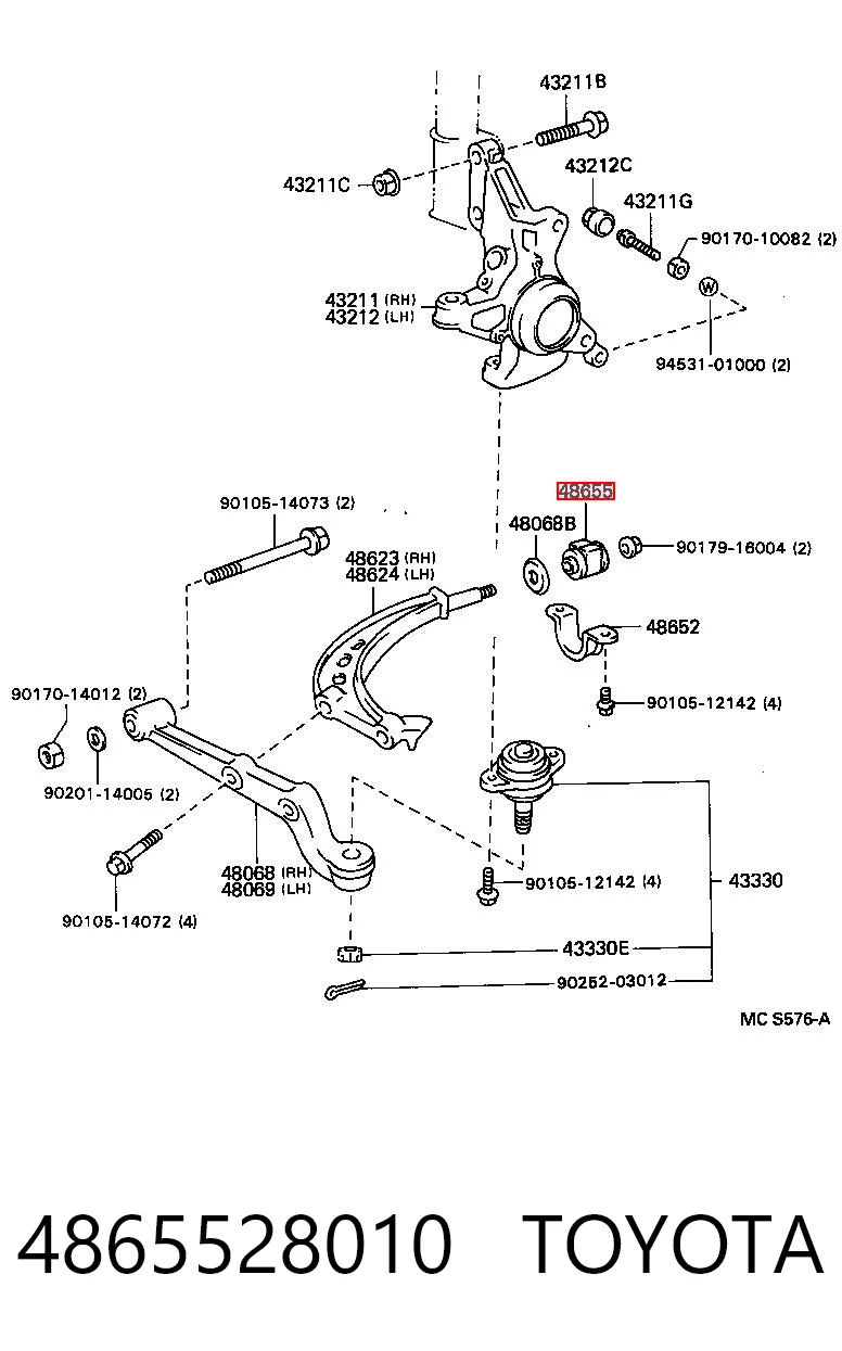 4865528010 Toyota Сайлентблок переднього нижнього важеля