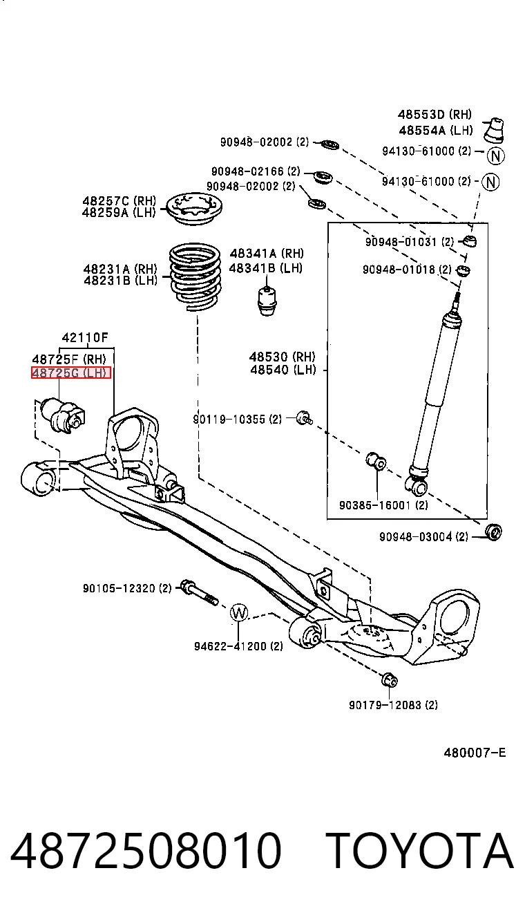4872508010 Toyota Сайлентблок балки моста