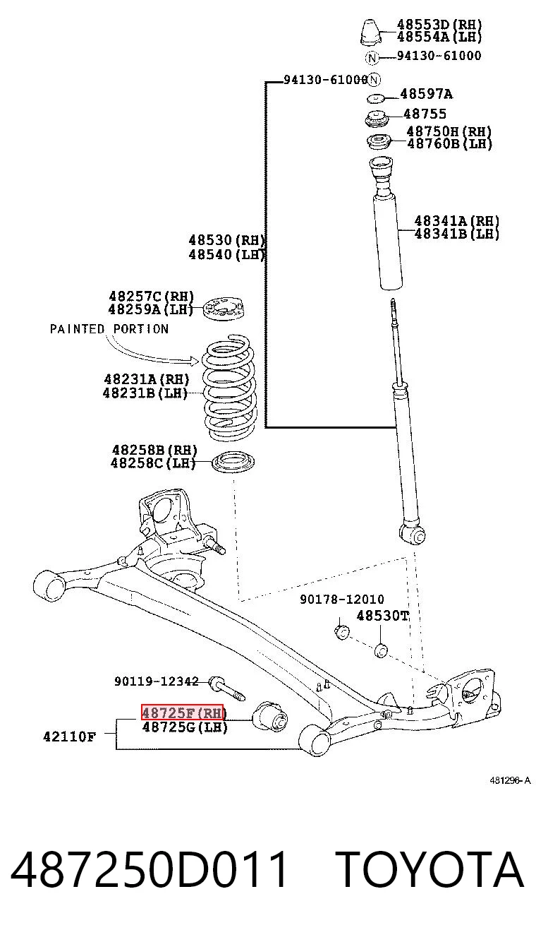 487250D011 Toyota Сайлентблок балки моста