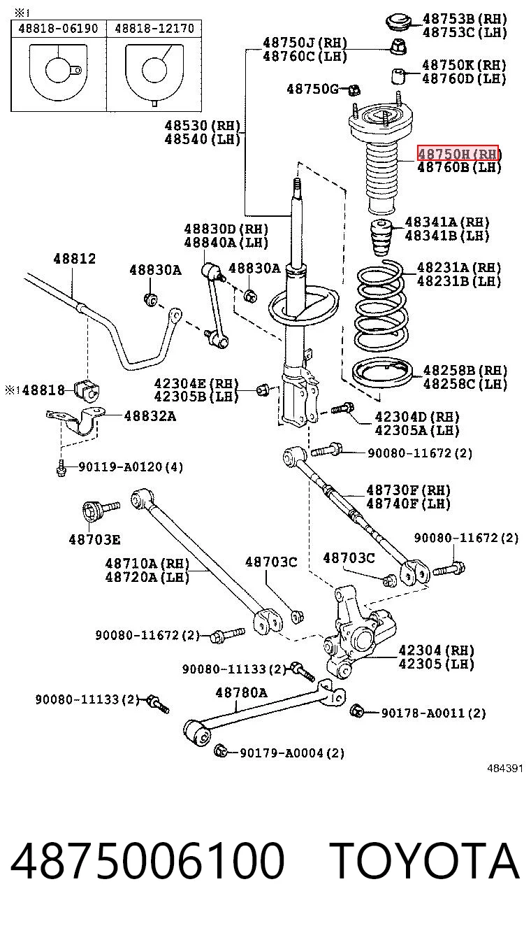 4875006100 Toyota Амортизатор задній, правий