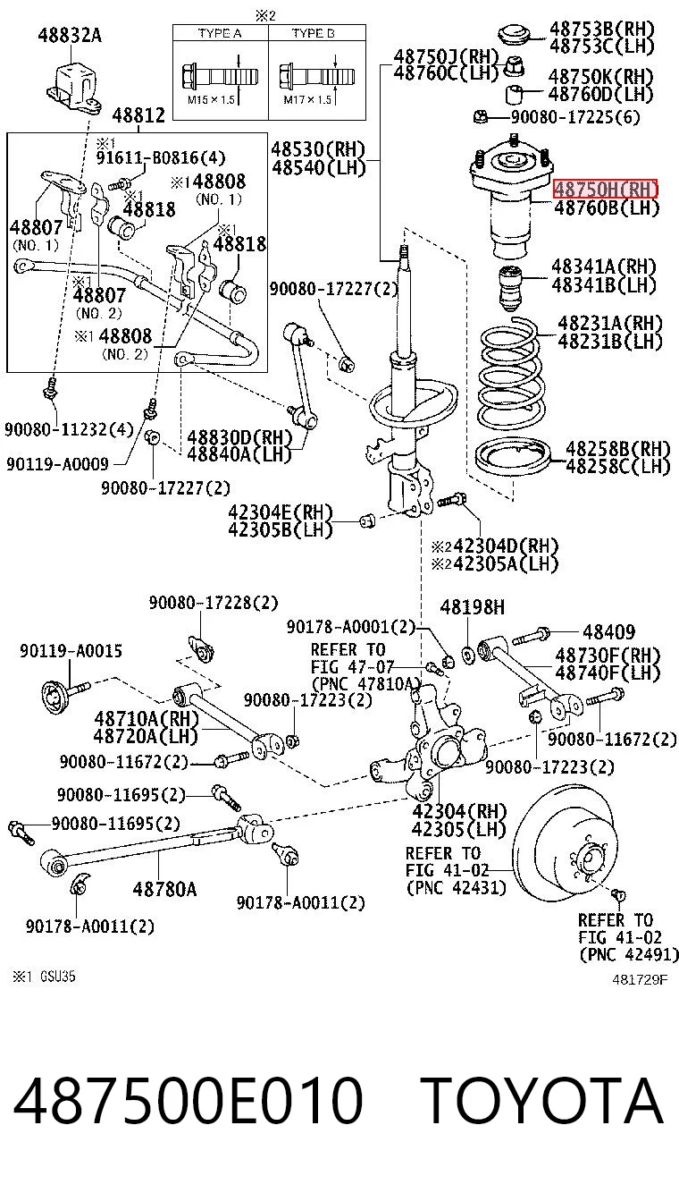487500E010 Toyota Опора амортизатора заднього, правого