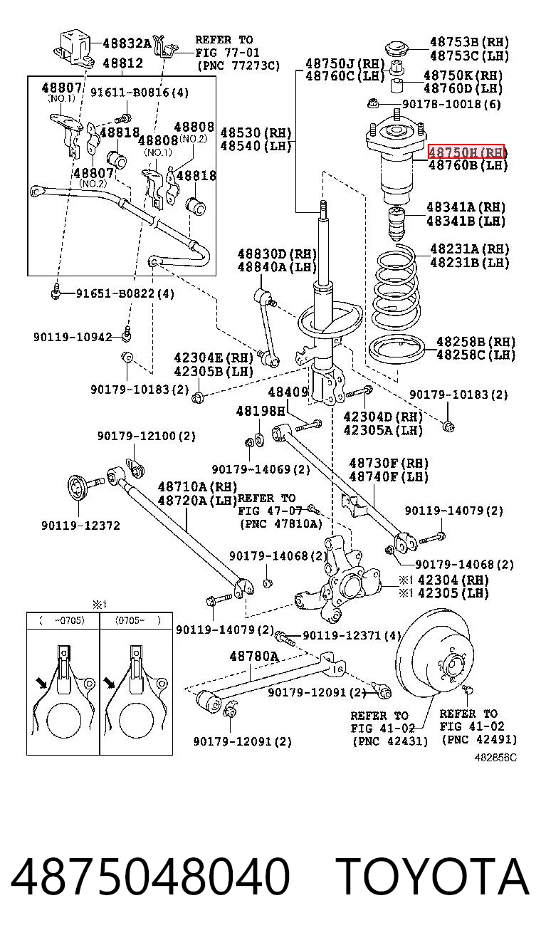 4875048040 Toyota Подушка амортизатора заднього, правого