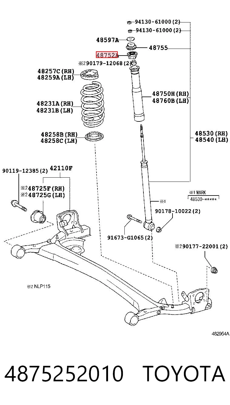 4875252010 Toyota Втулка амортизатора заднього