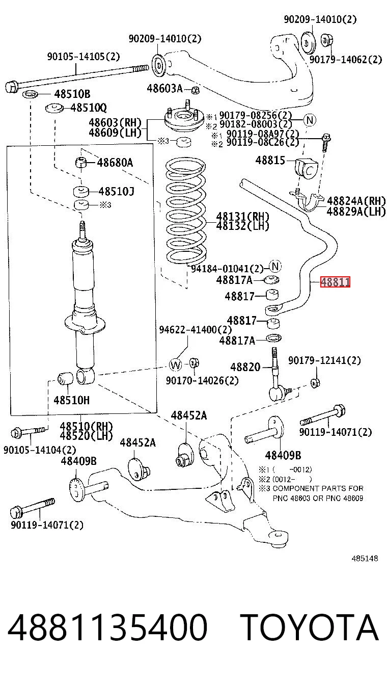 4881135400 Toyota Стабілізатор передньої підвіски