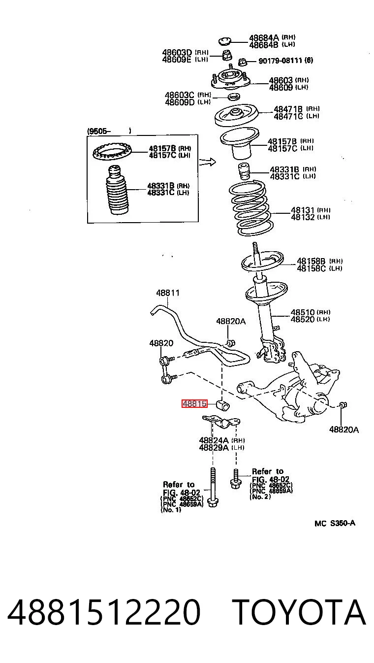 4881512220 Toyota Втулка стабілізатора переднього