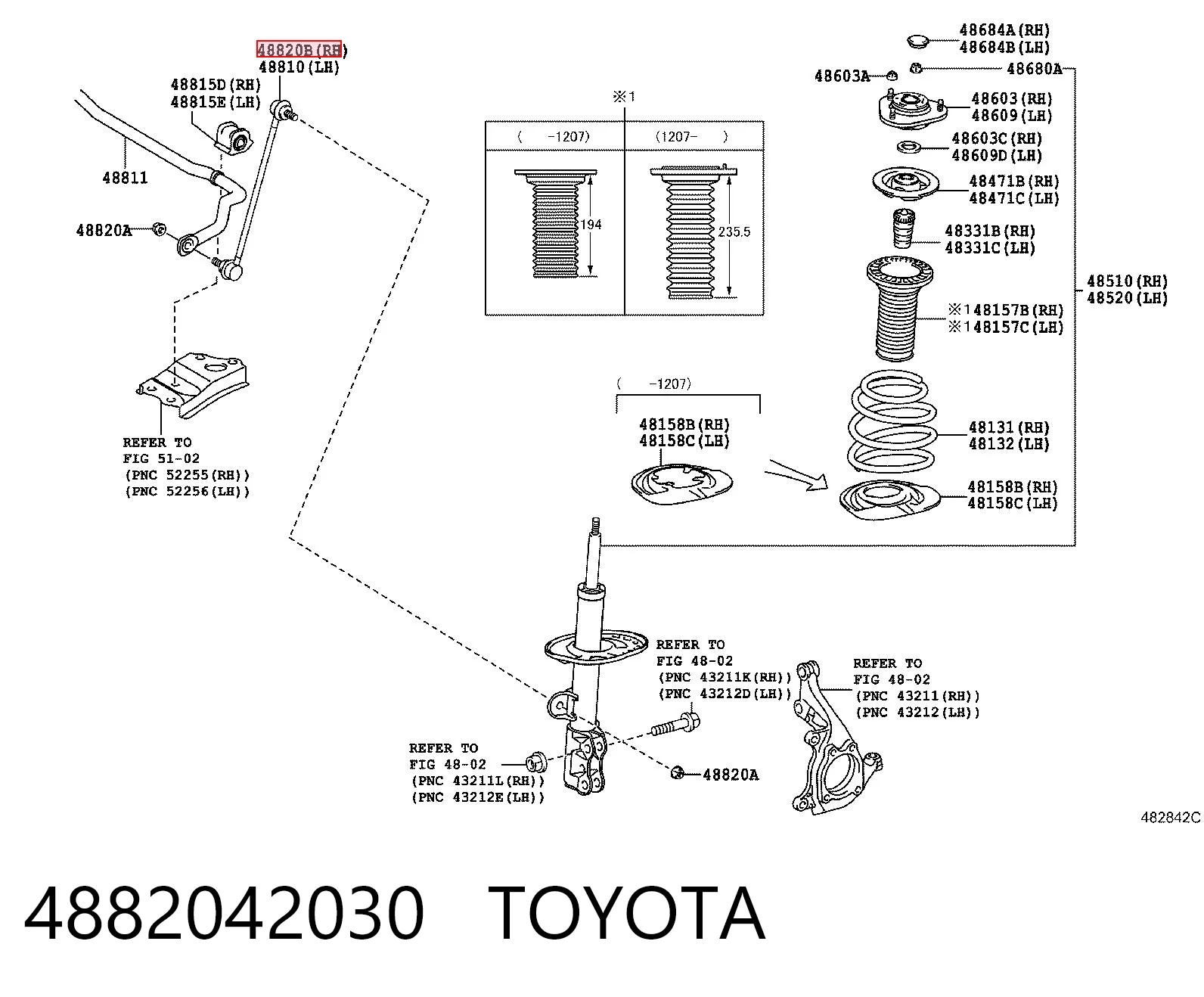 4882042030 Toyota Тяга переднього стабілізатора