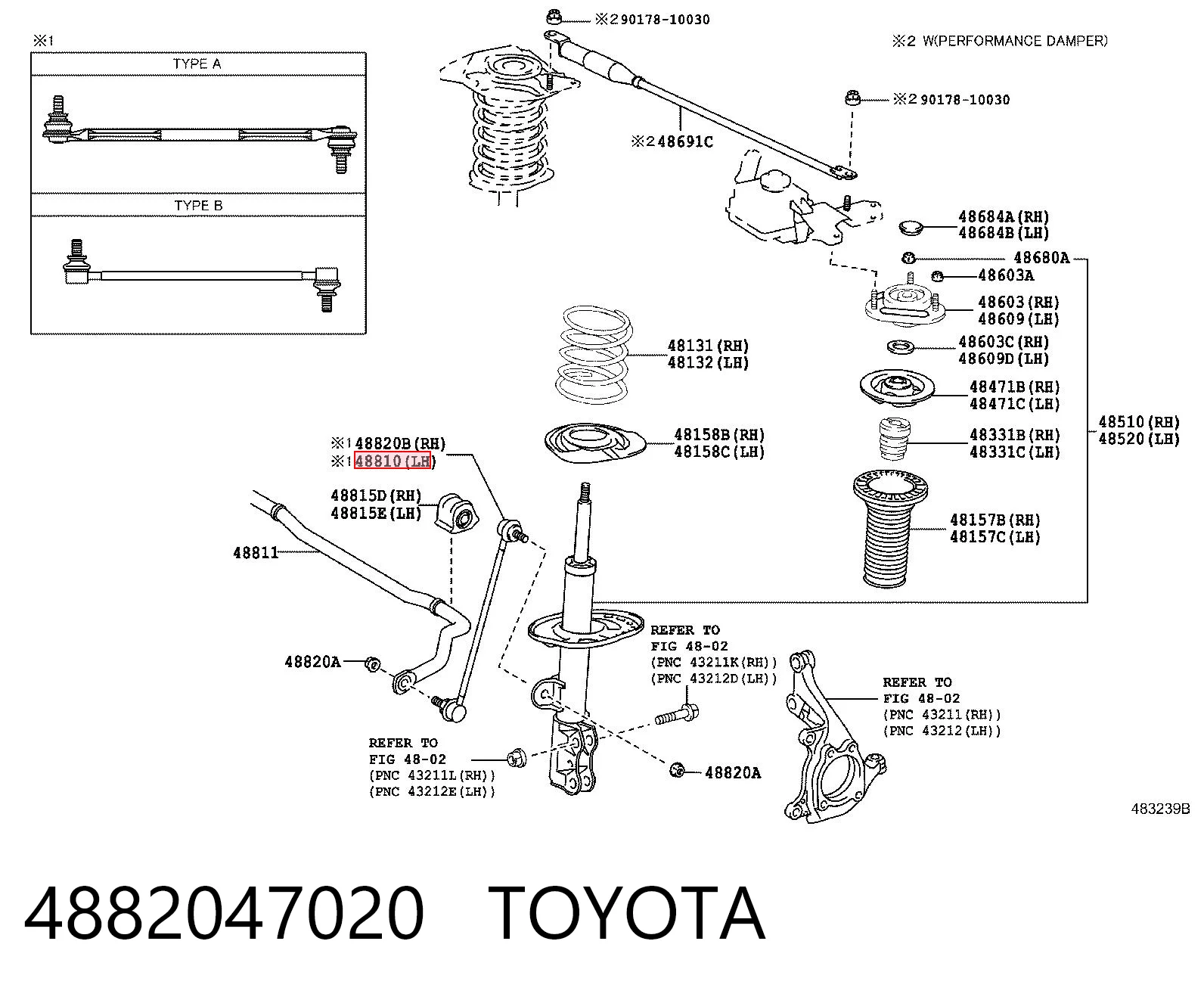 4882047020 Toyota Тяга переднього стабілізатора