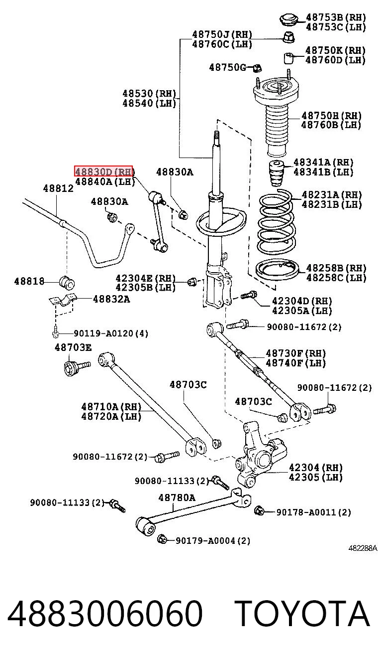 4883006060 Toyota Тяжка стабілізатора, заднього