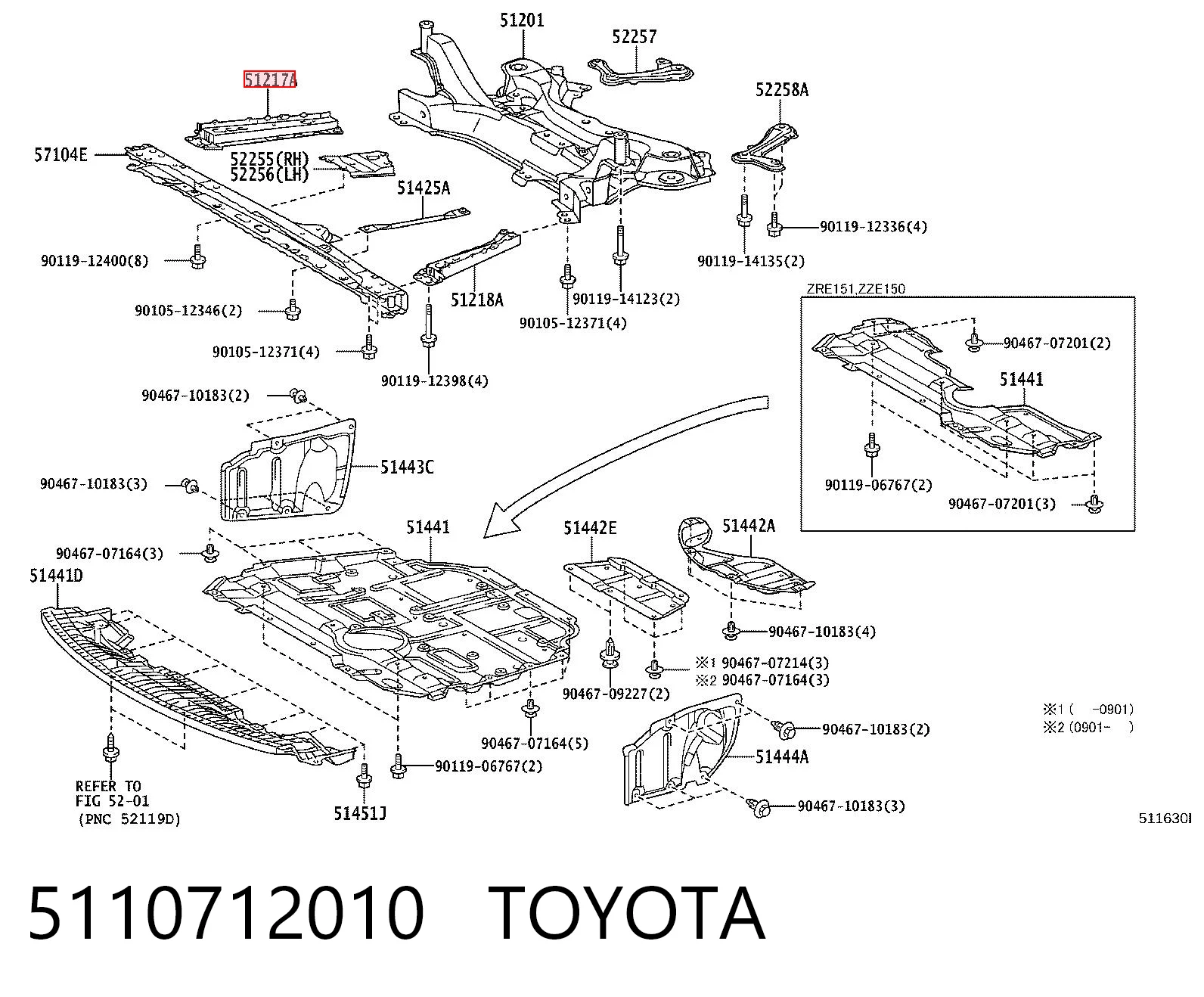 5110712010 Toyota Кронштейн передньої балки