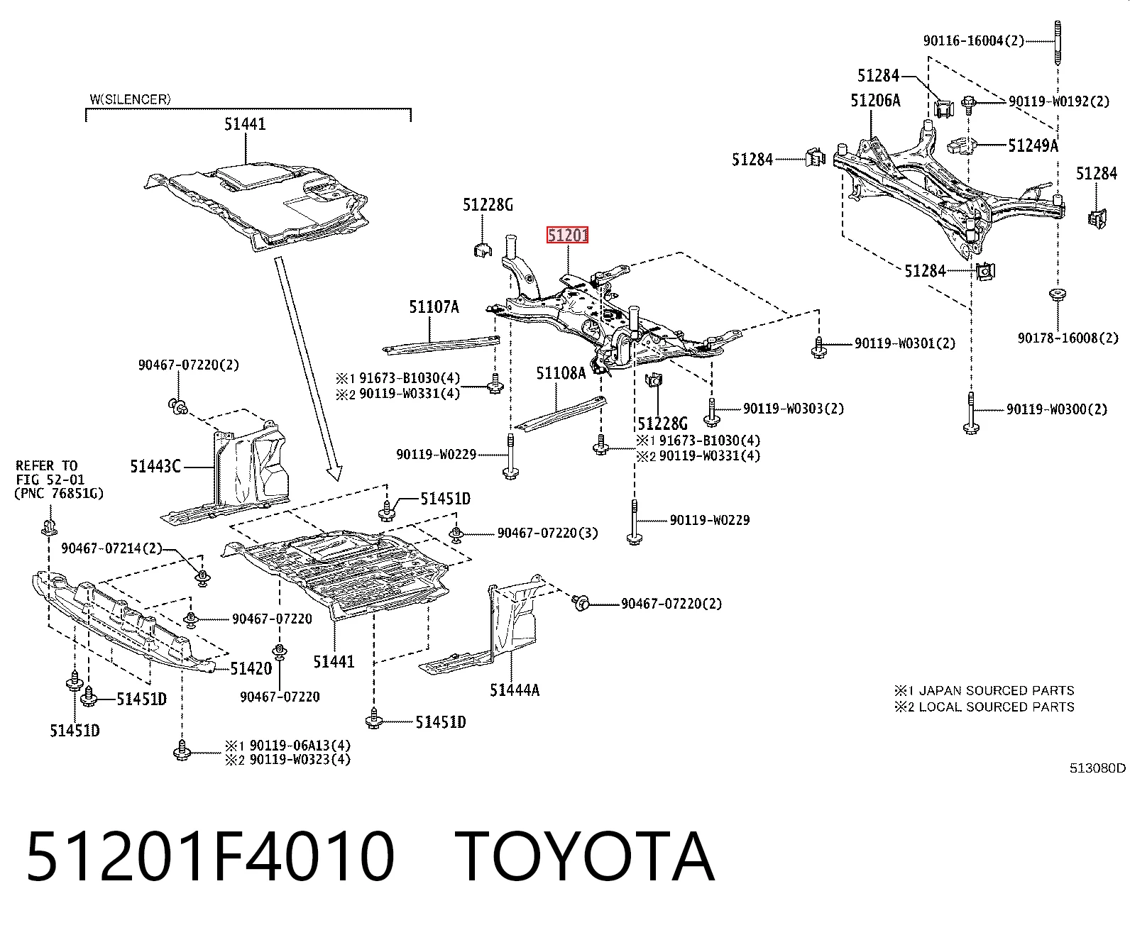 51201F4010 Toyota Передня балка
