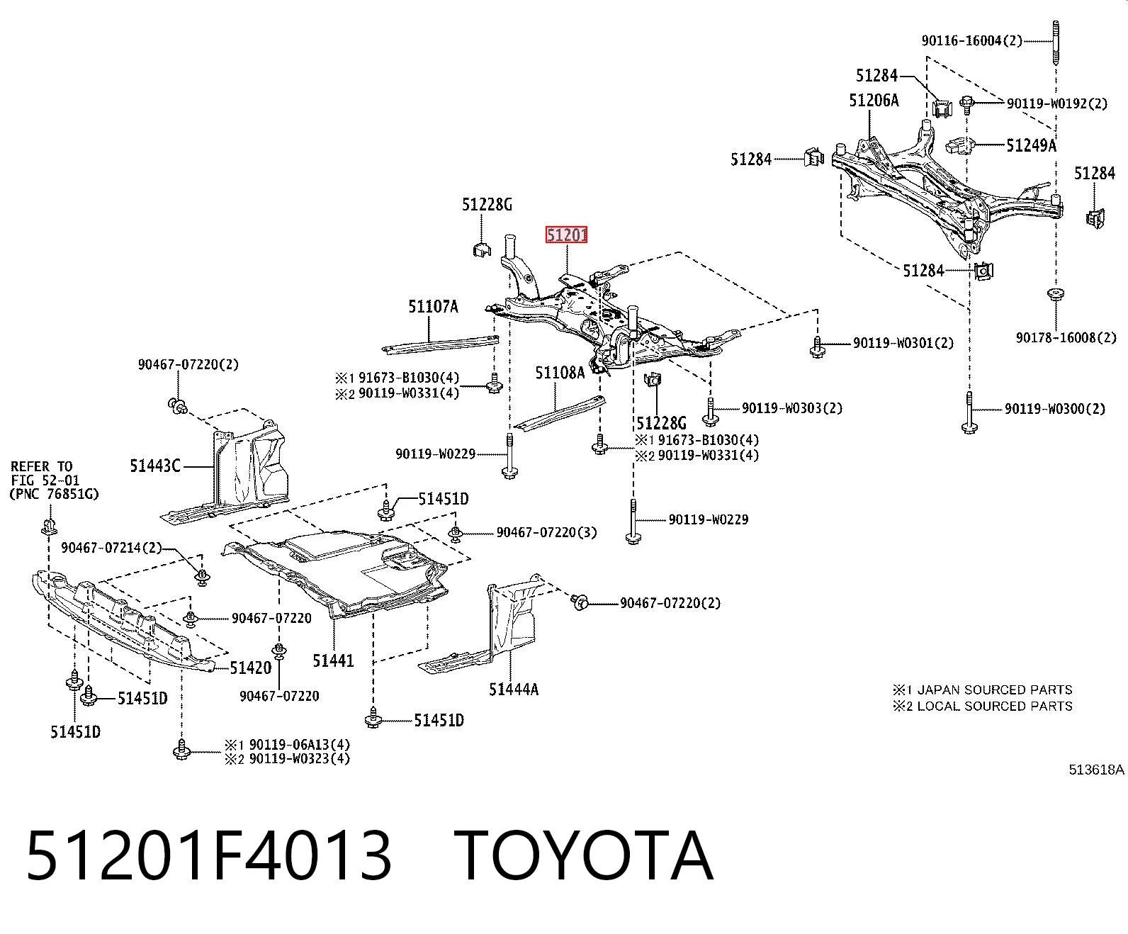 51201F4013 Toyota Передня балка