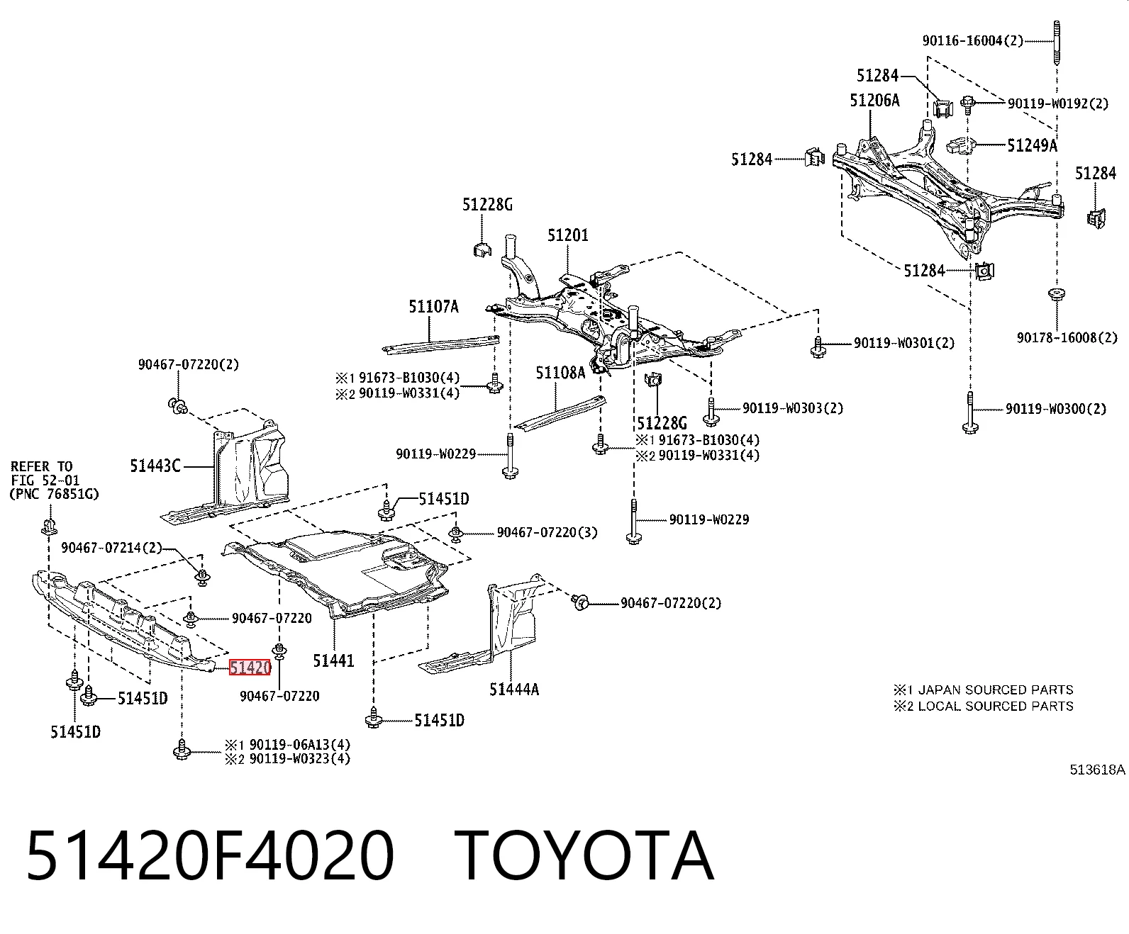 51420F4020 Toyota Захист двигуна передній