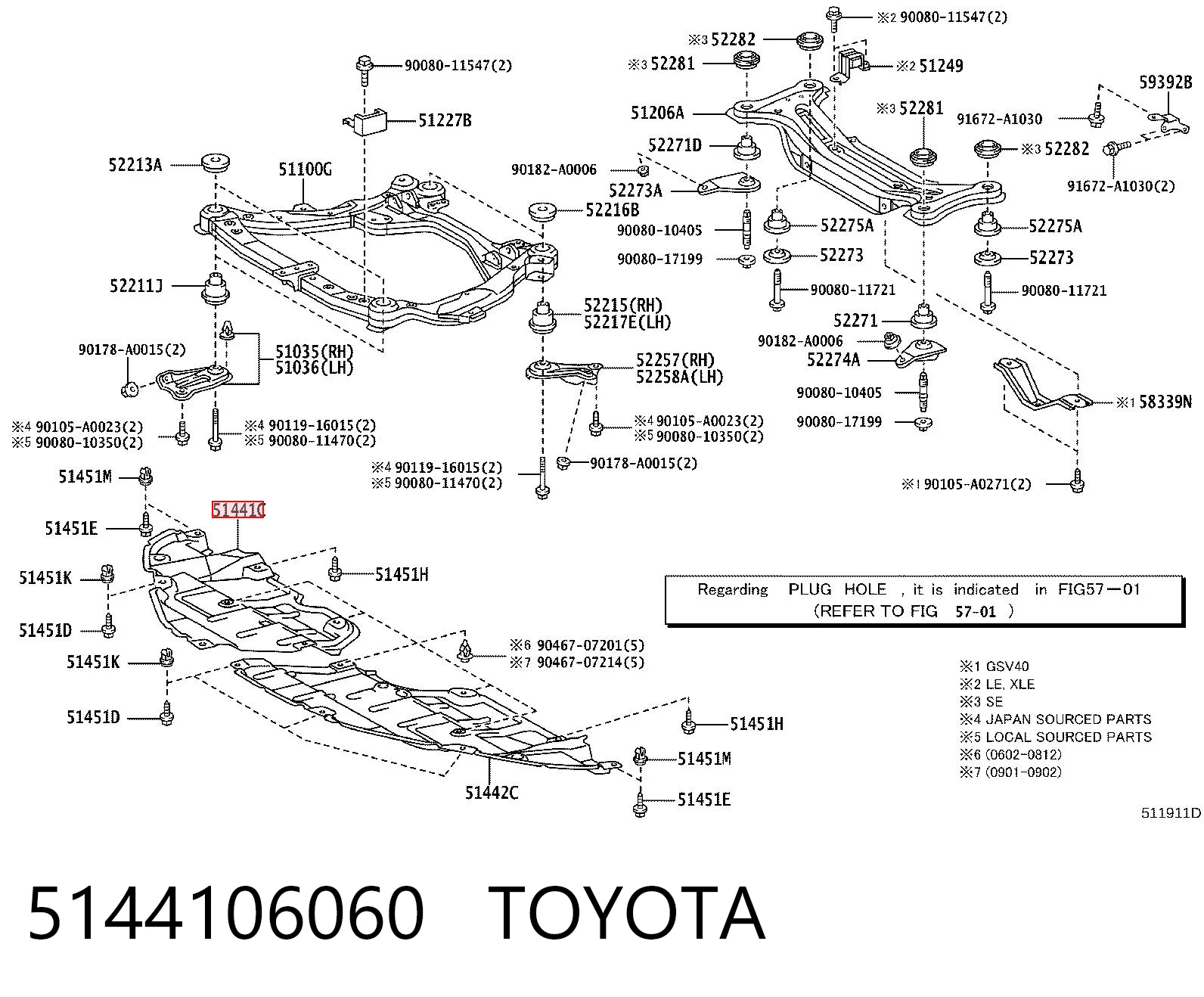 5144106060 Toyota Захист двигуна, правий