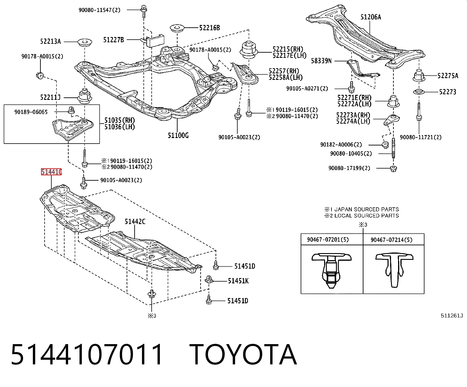 5144107011 Toyota Захист двигуна, правий