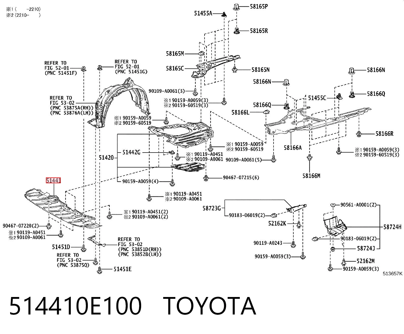 514410E100 Toyota Захист піддона двигуна