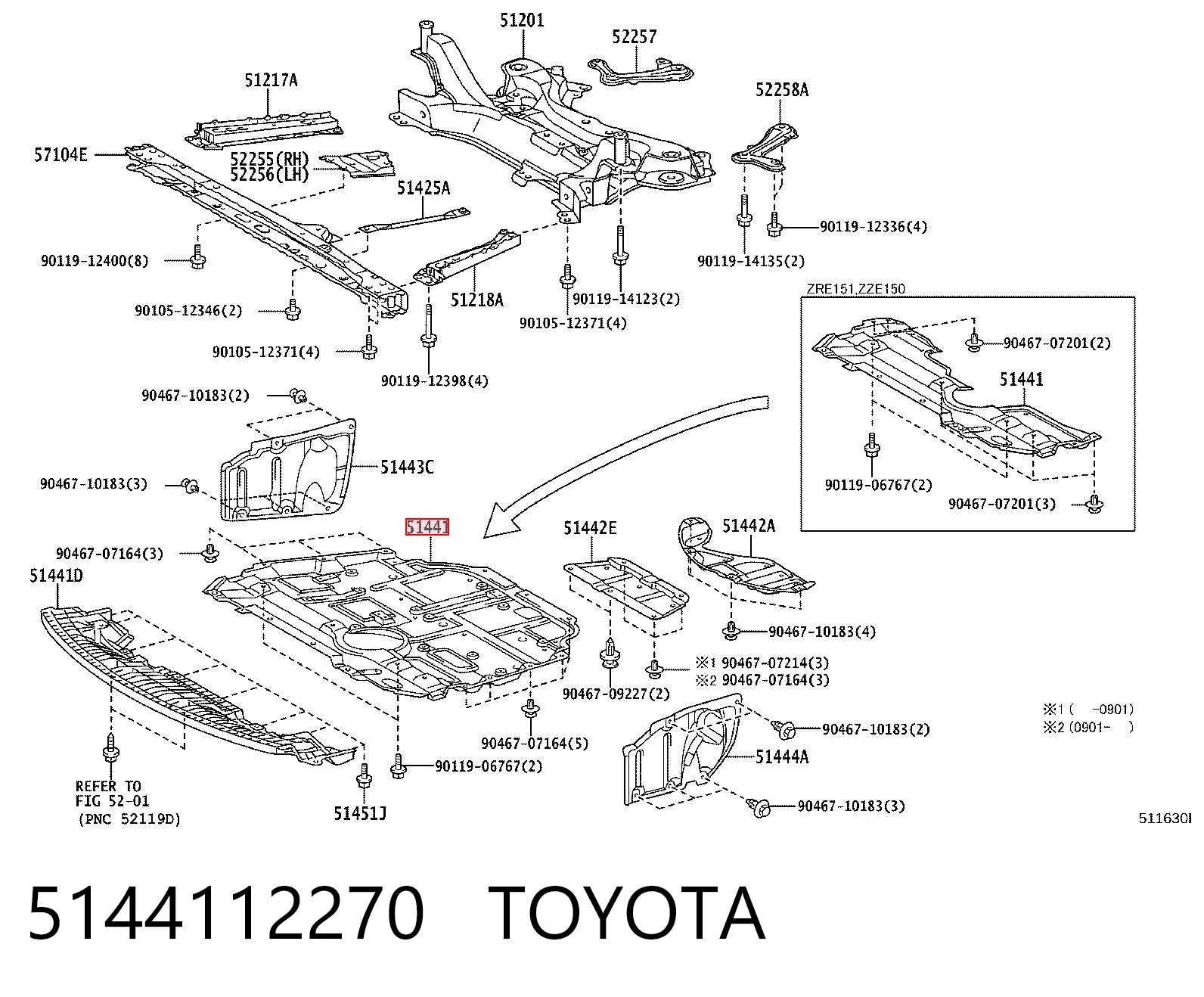 5144112270 Toyota Захист піддона двигуна