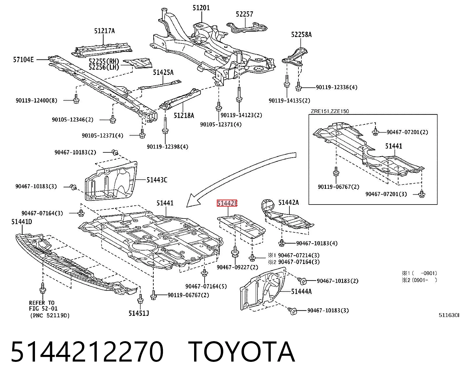5144212270 Toyota Захист двигуна задня