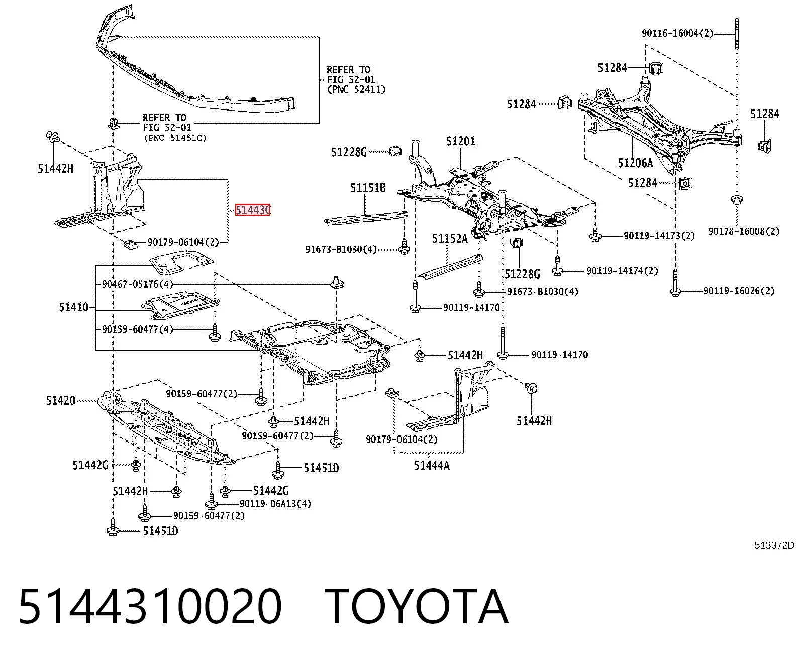 5144310020 Toyota Захист двигуна, правий