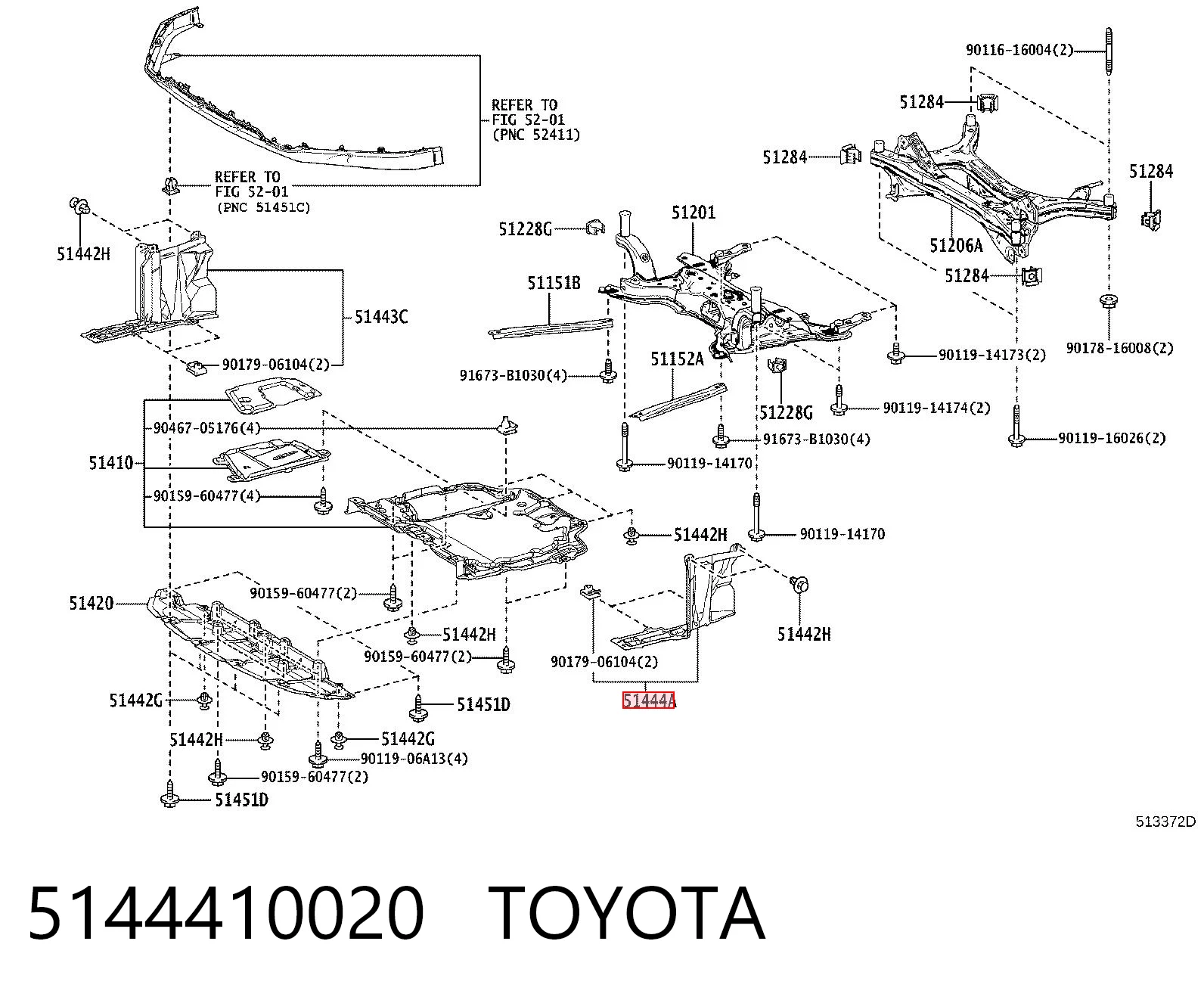 5144410020 Toyota Захист двигуна, лівий