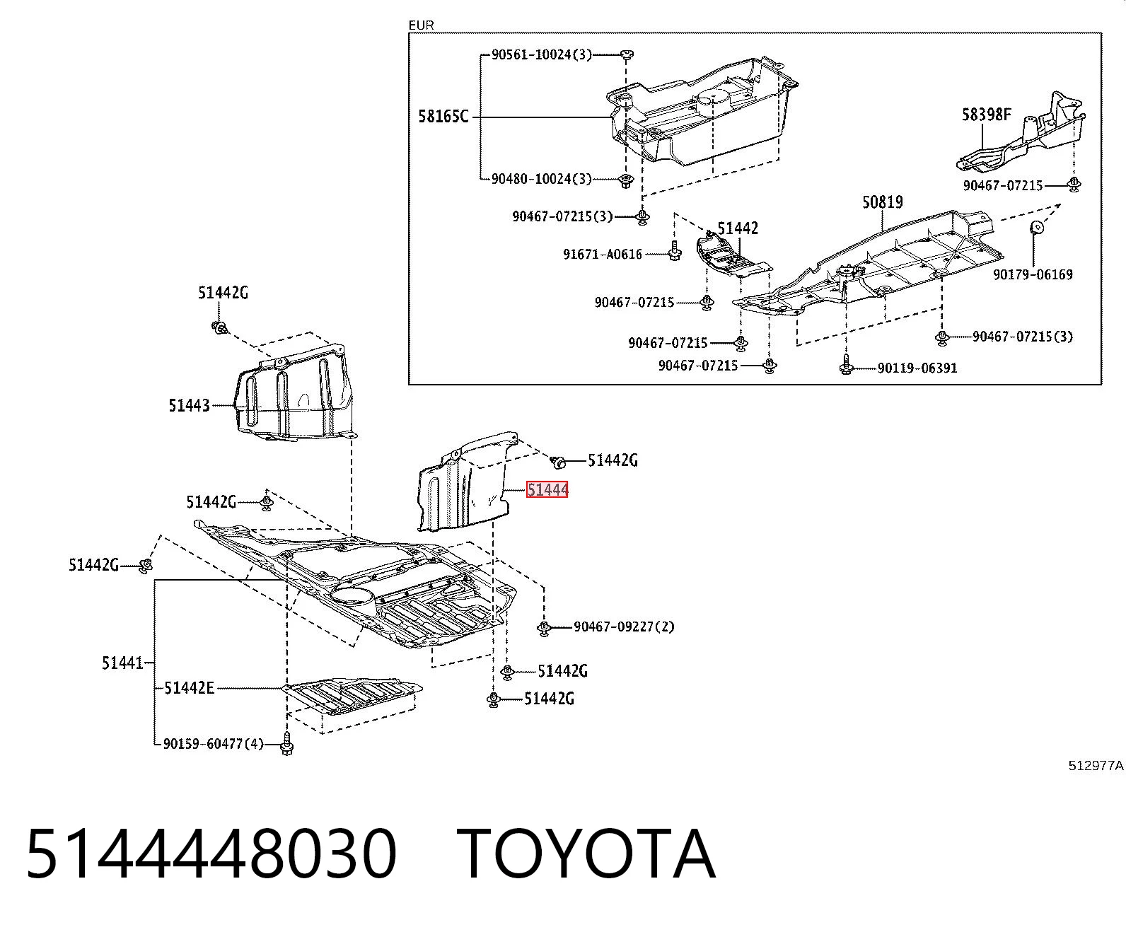5144448030 Toyota Захист двигуна, лівий