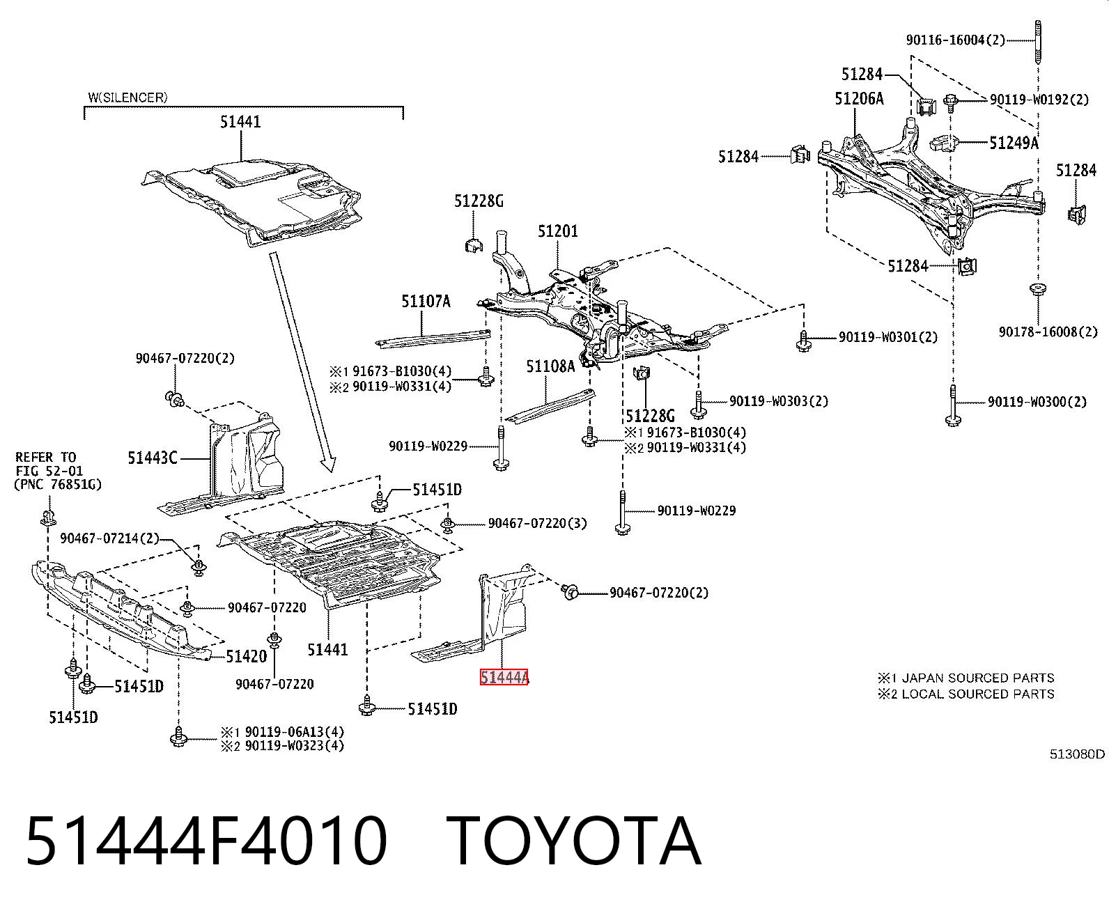 51444F4010 Toyota Захист двигуна, лівий