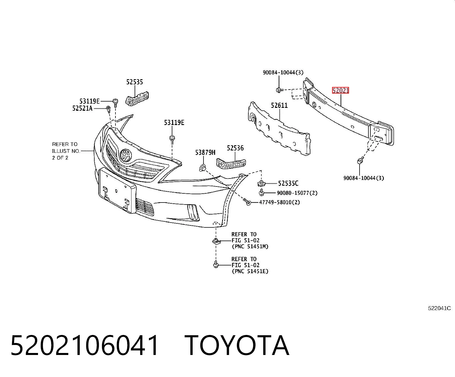 5202106041 Toyota Балка бампера переднього